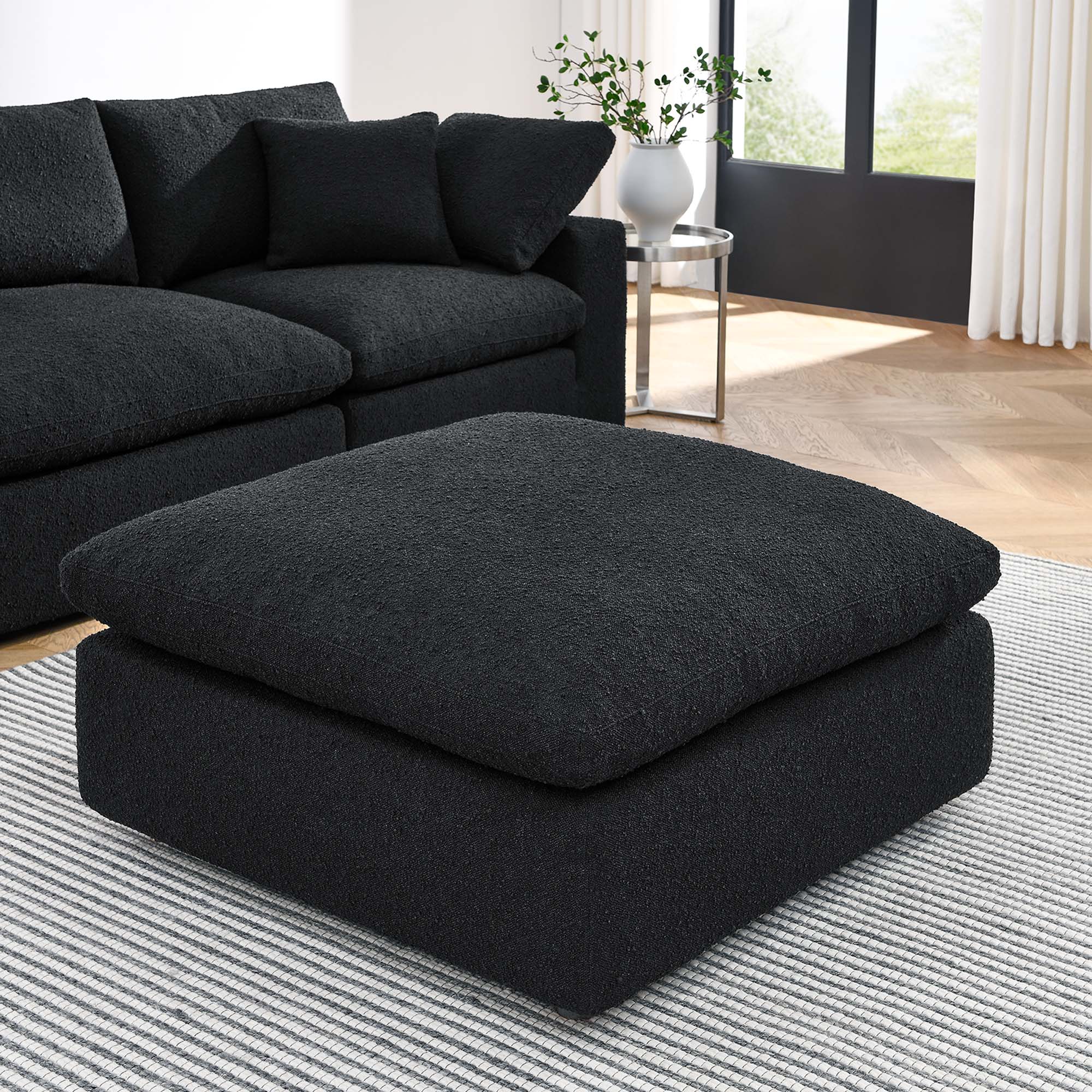 Commix Down Filled Overstuffed Boucle Fabric Ottoman by Modway - Image 7