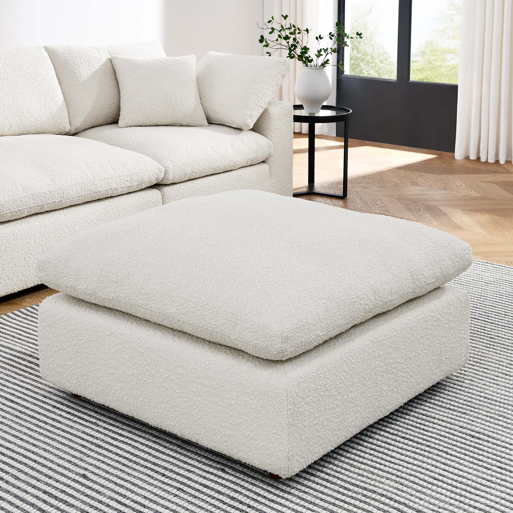 Commix Down Filled Overstuffed Boucle Fabric Ottoman by Modway - Image 8