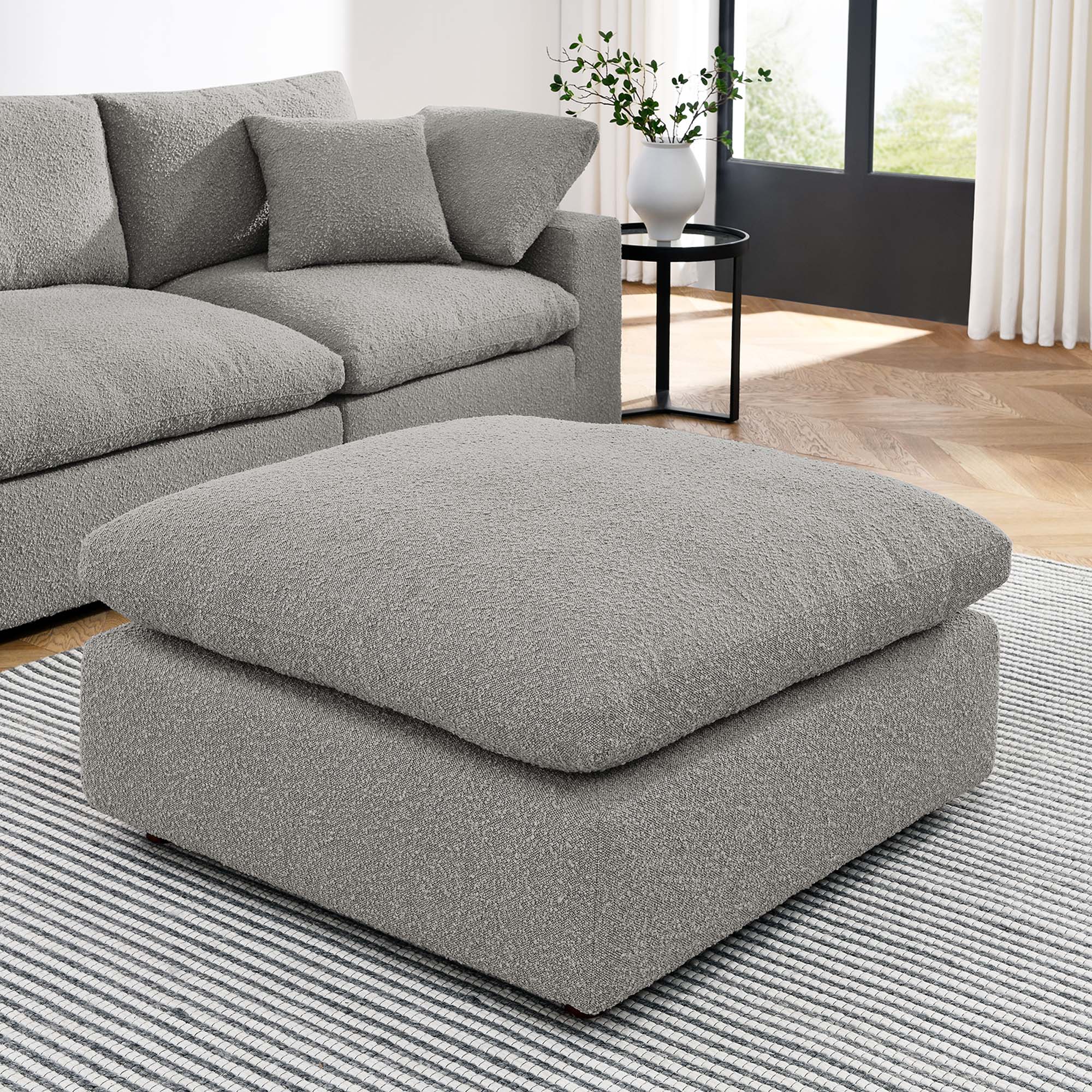 Commix Down Filled Overstuffed Boucle Fabric Ottoman by Modway - Image 9