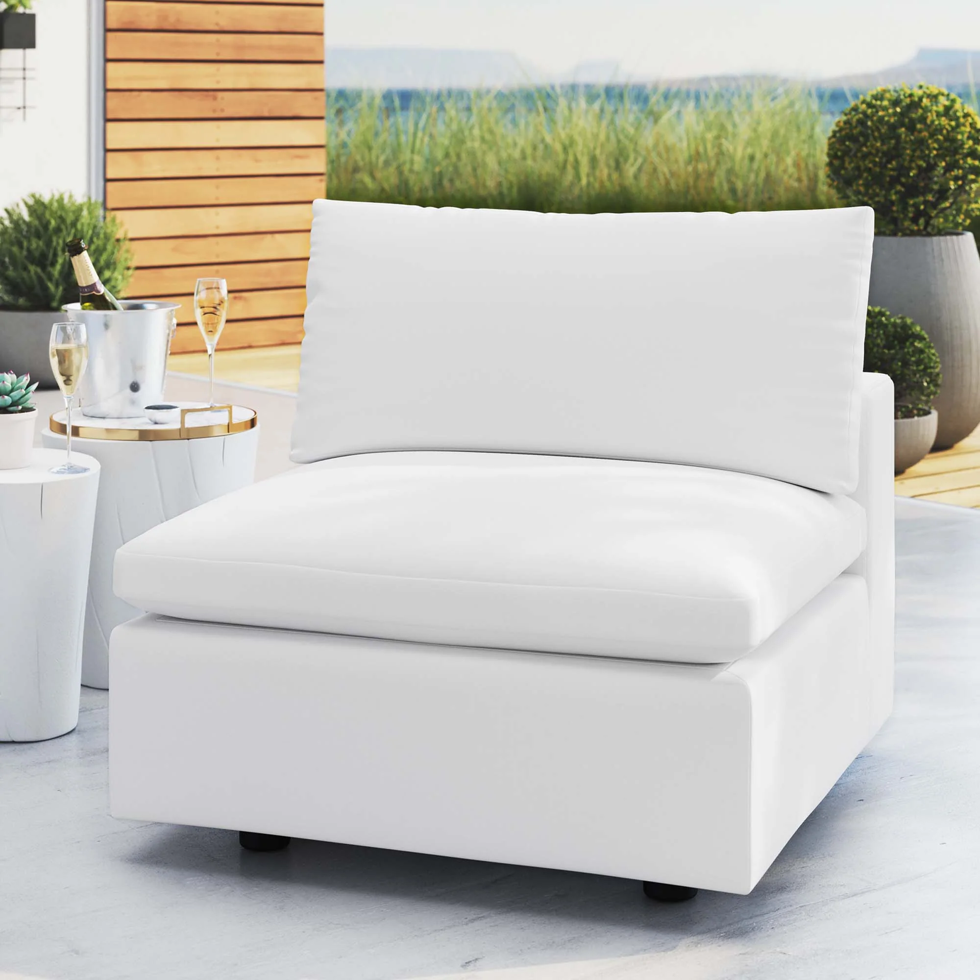 Commix Sunbrella� Outdoor Patio Armless Chair by Modway - Image 7
