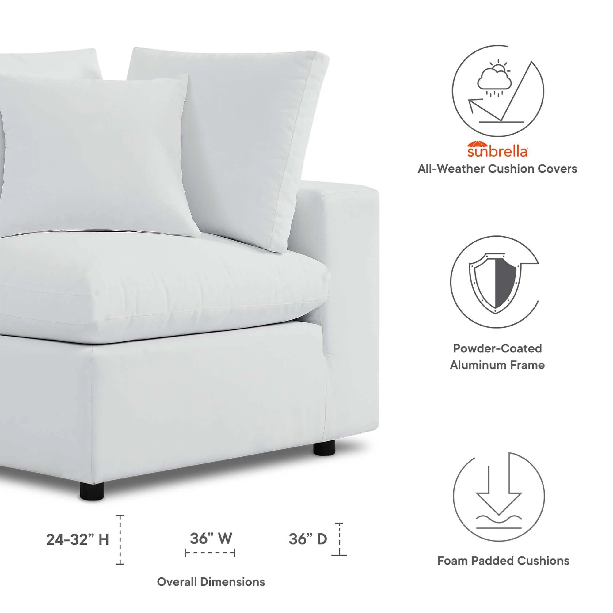Commix Sunbrella� Outdoor Patio Corner Chair by Modway - Image 2