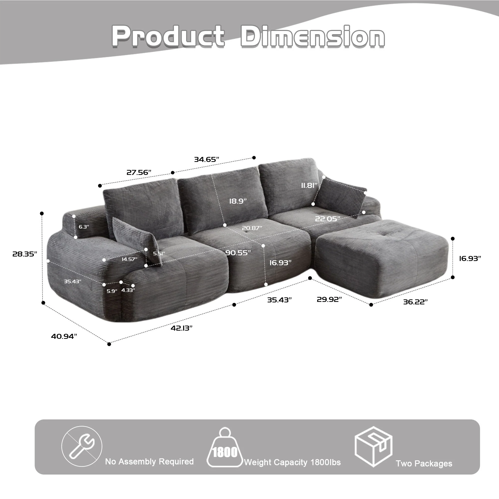 Compressed Sofa, Large Sectional Couches For Living Room - Image 11