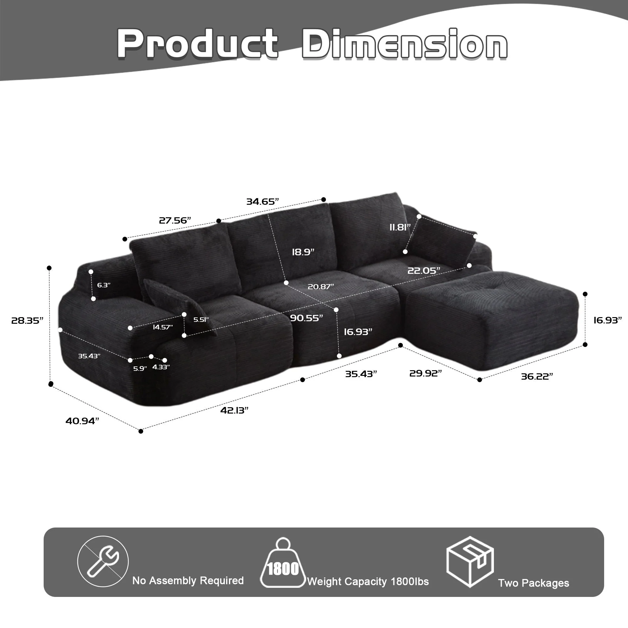 Compressed Sofa, Large Sectional Couches For Living Room - Image 6