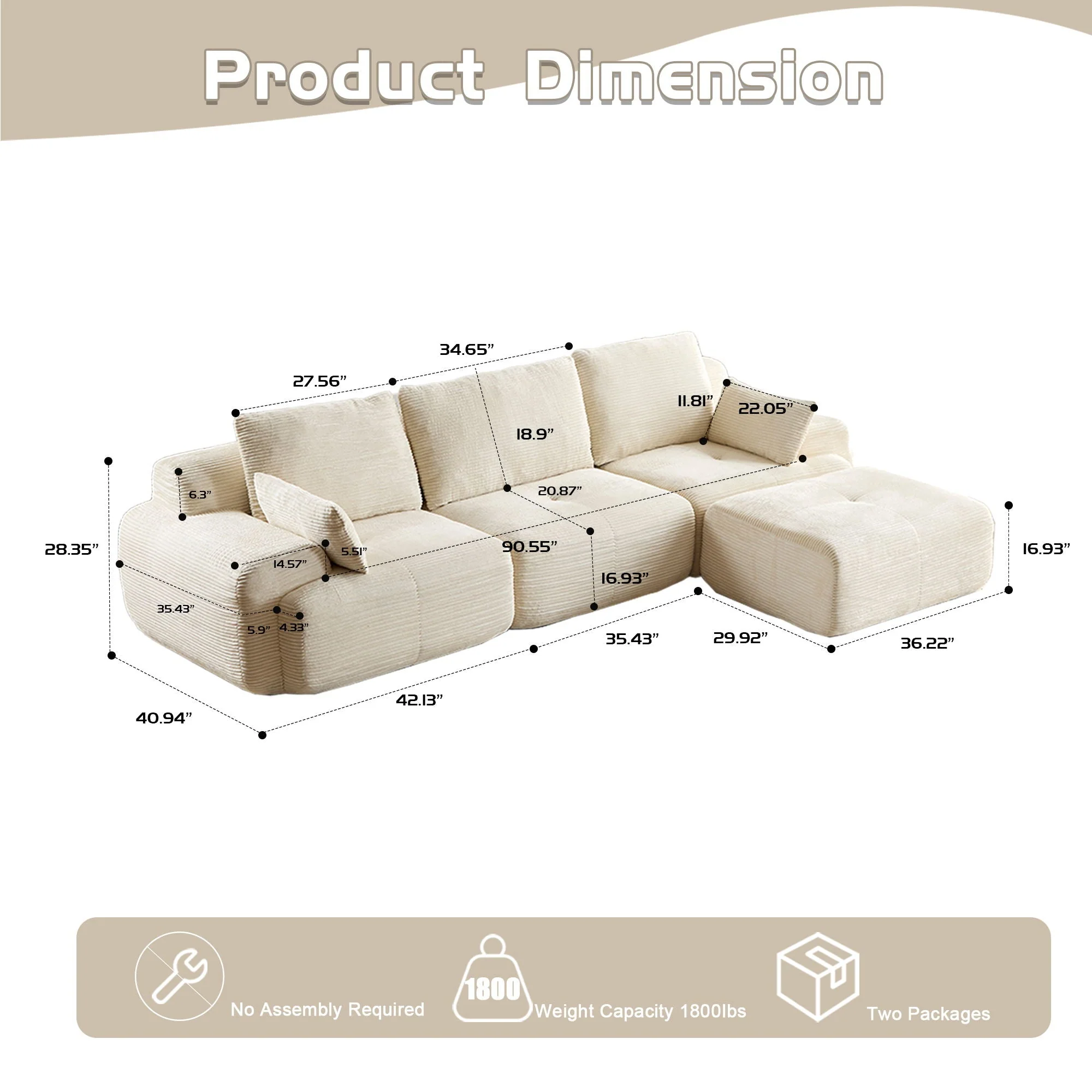 Compressed Sofa, Large Sectional Couches For Living Room - Image 7
