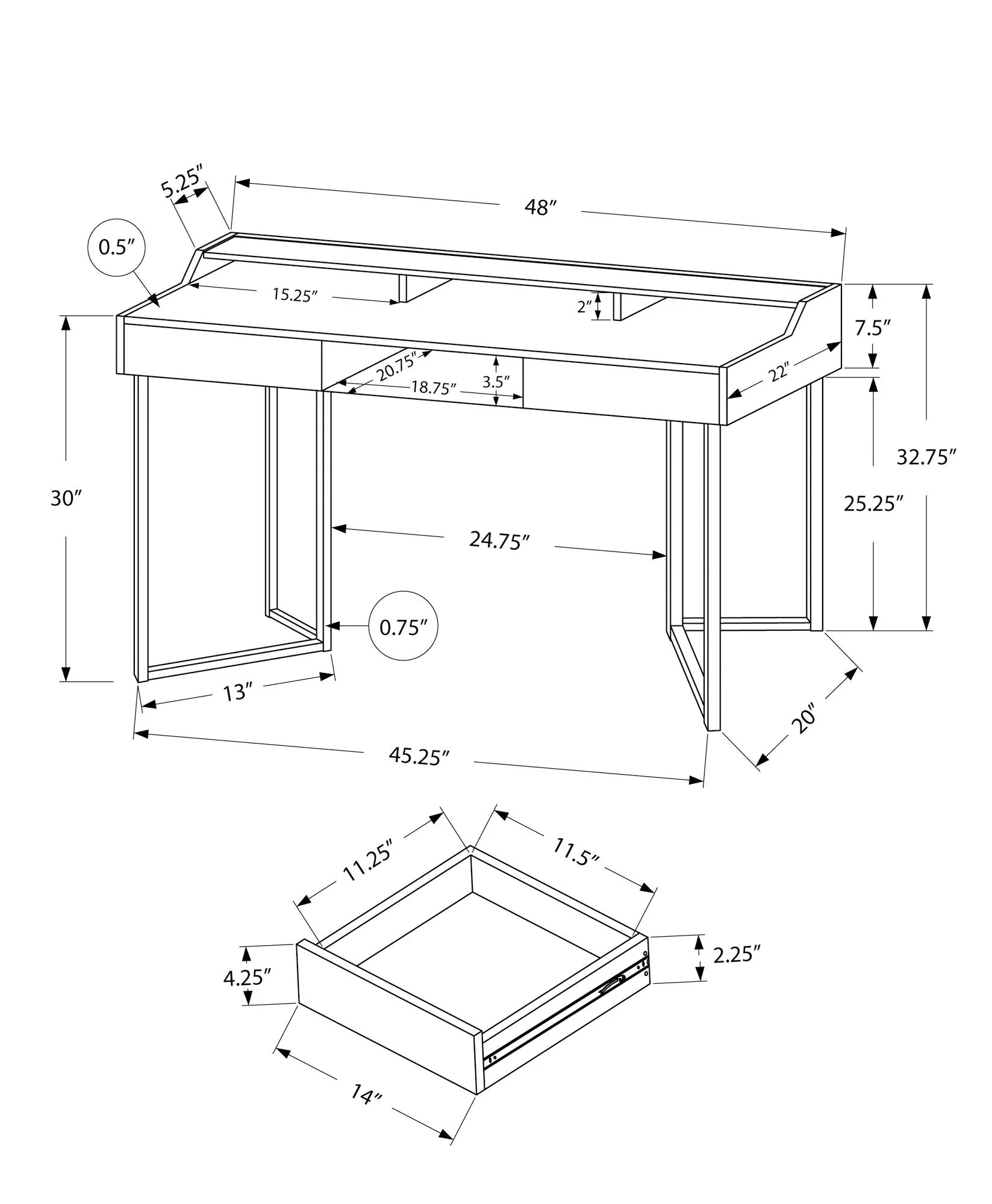 Computer Desk For Home Office, Ample Storage, Contemporary & Modern - Image 5
