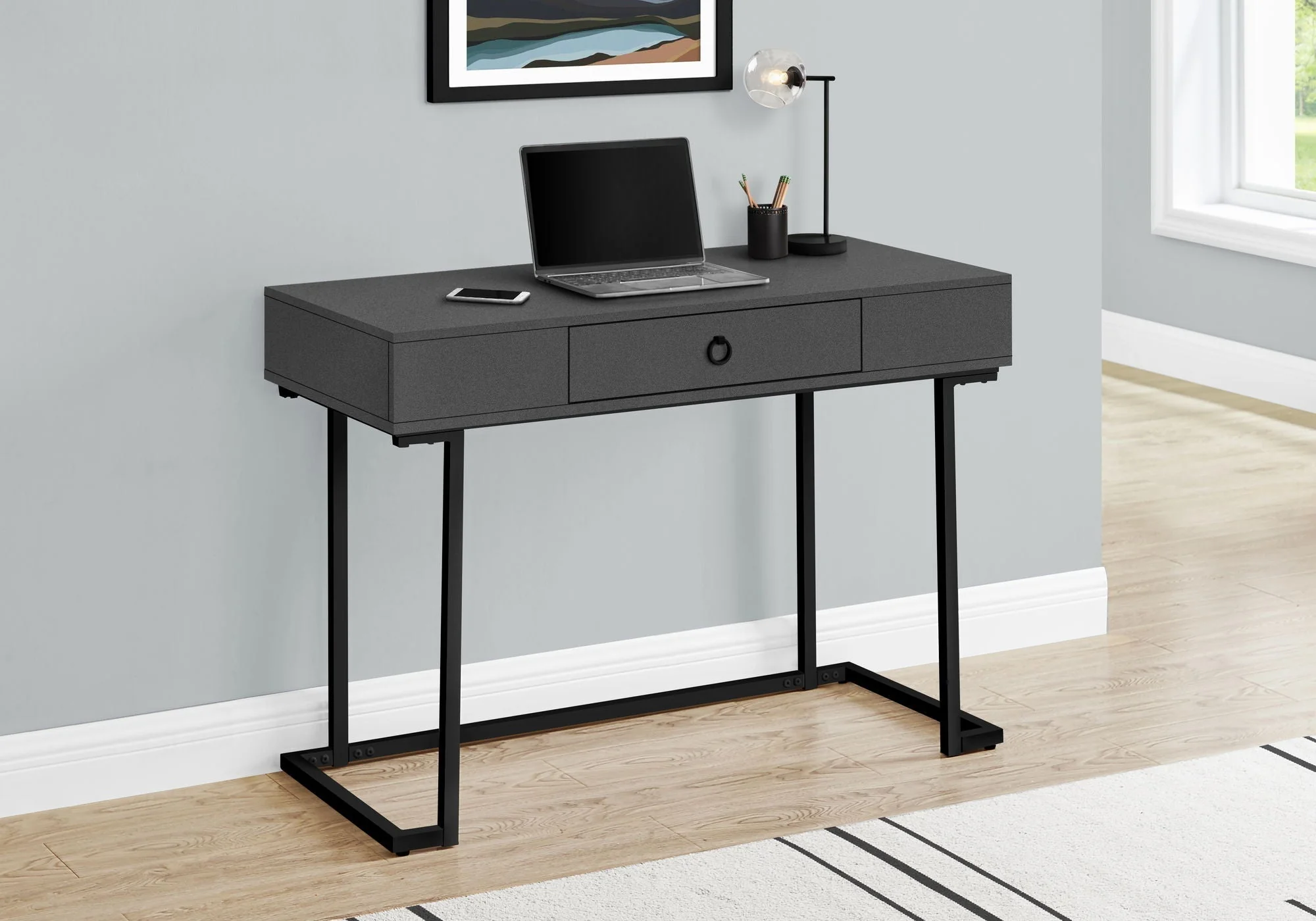Computer Desk For Home Office, Glossy, Storage Drawer - Image 2