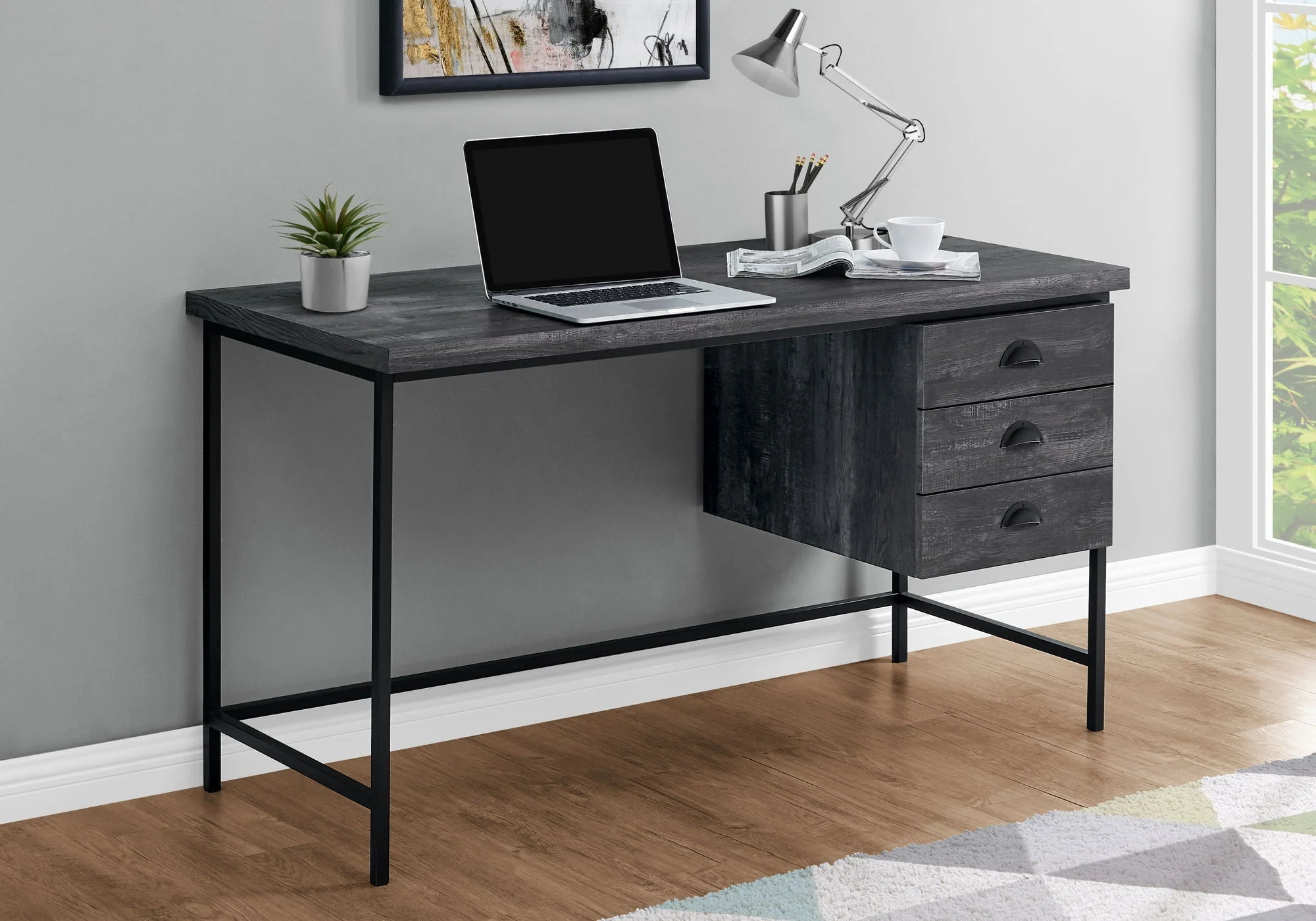 Computer Desk For Home Office, Laptop, 3 Storage Drawers, Contemporary & Moder - Image 12