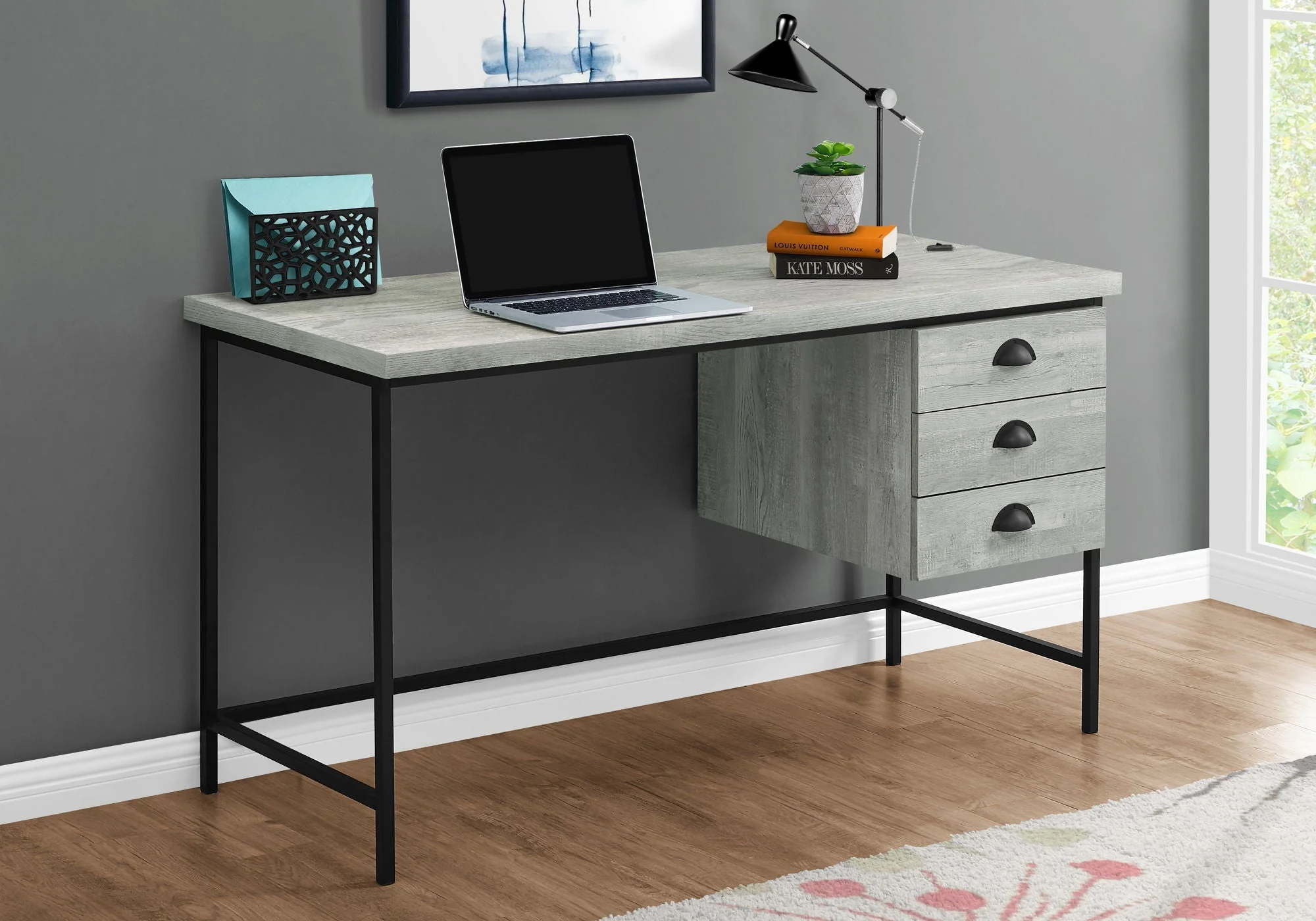 Computer Desk For Home Office, Laptop, 3 Storage Drawers, Contemporary & Moder - Image 8