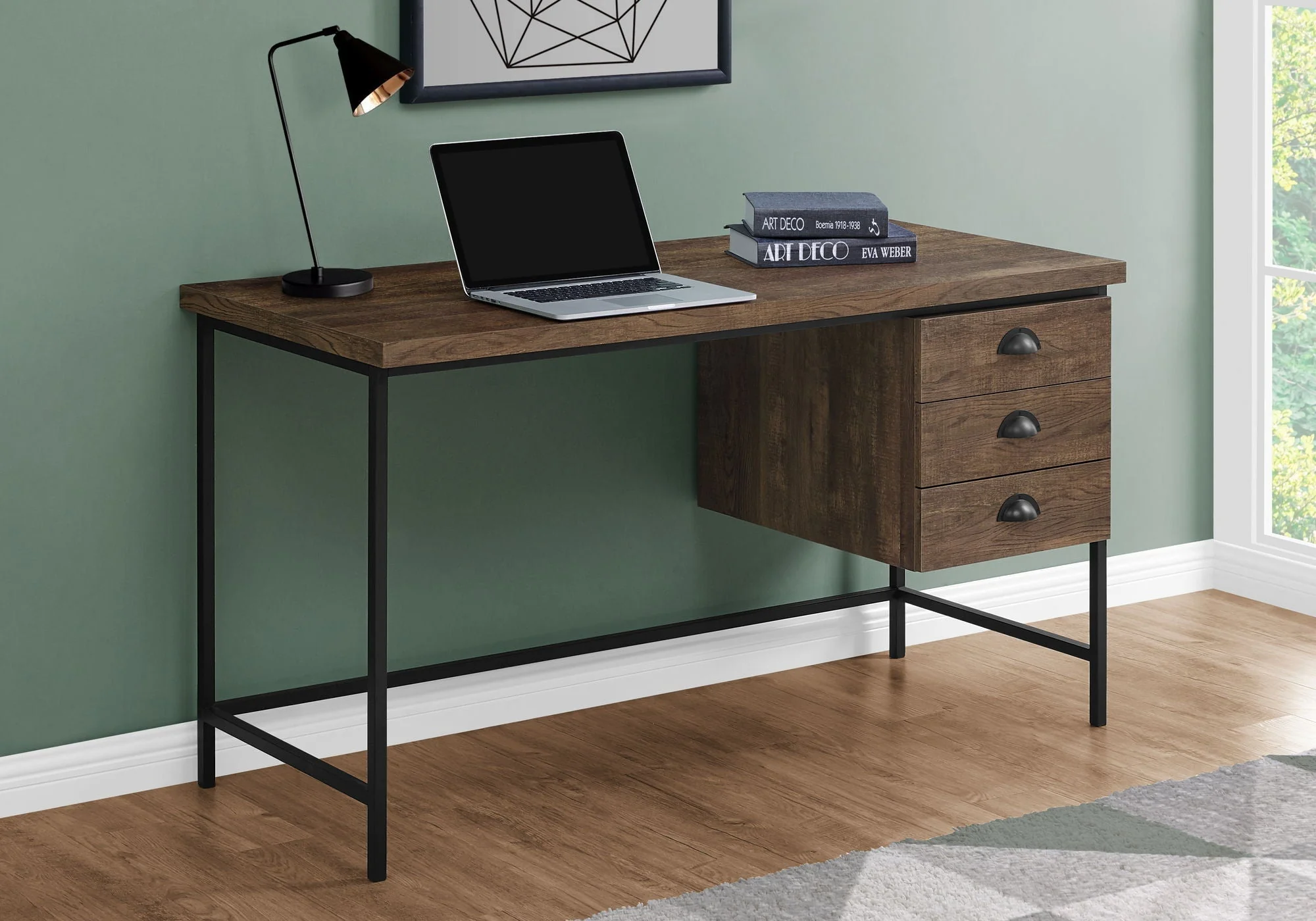 Computer Desk For Home Office, Laptop, 3 Storage Drawers, Contemporary & Moder - Image 9