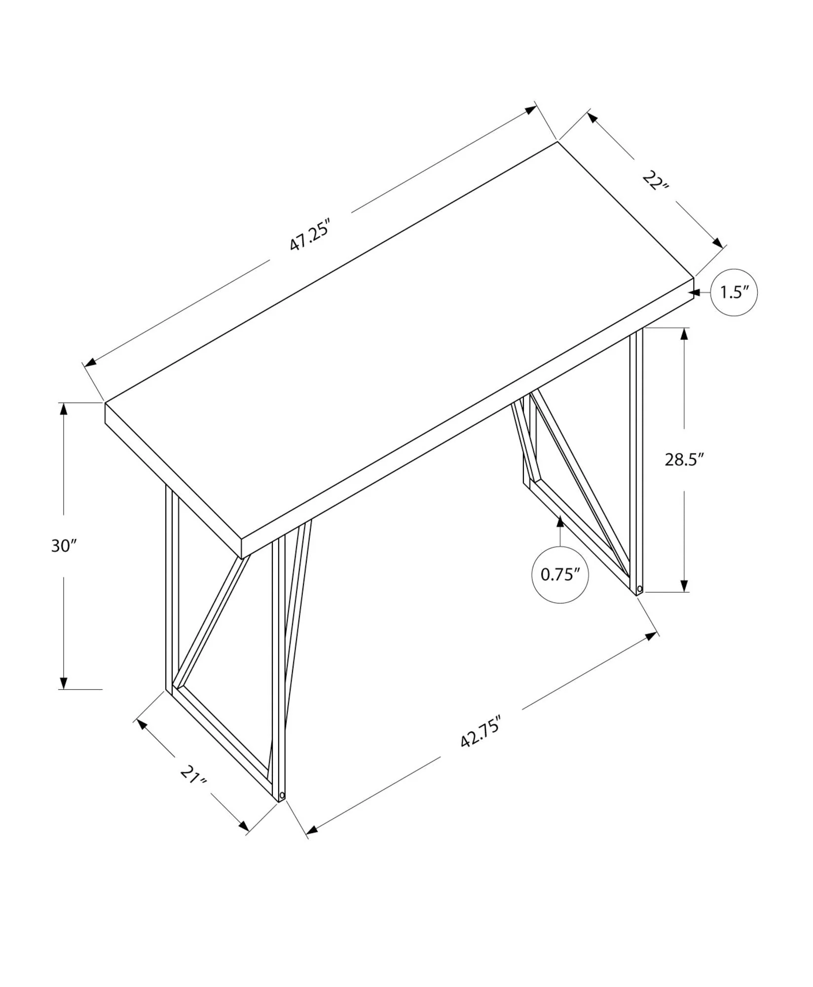 Computer Desk For Home Office Laptop, Contemporary & Modern - White - Image 4