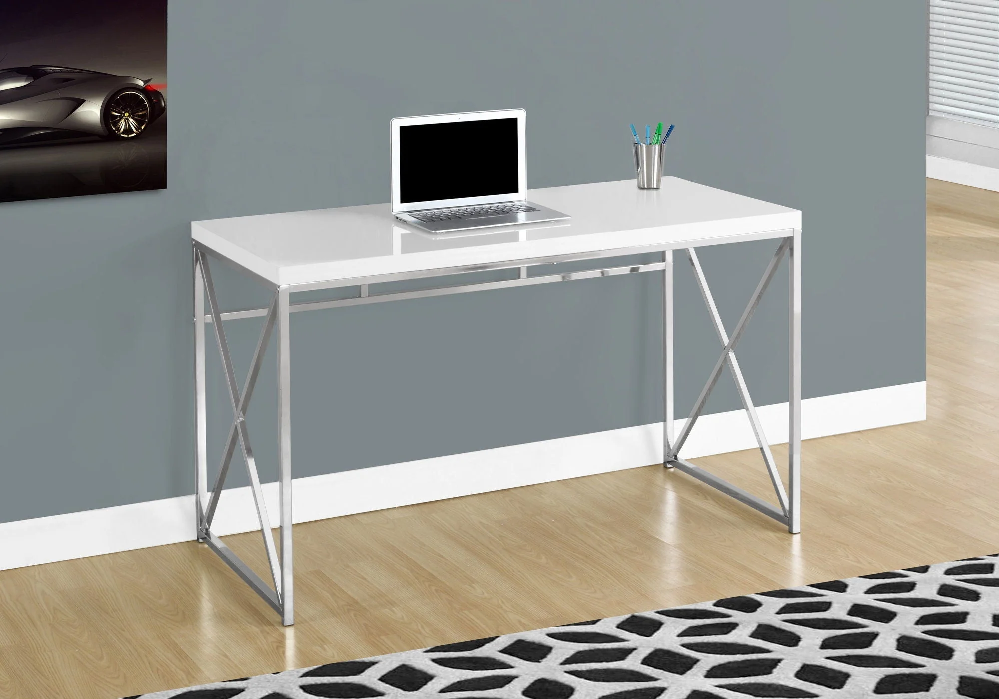 Computer Desk For Home Office, Laptop, Glossy Contemporary & Modern - Image 5