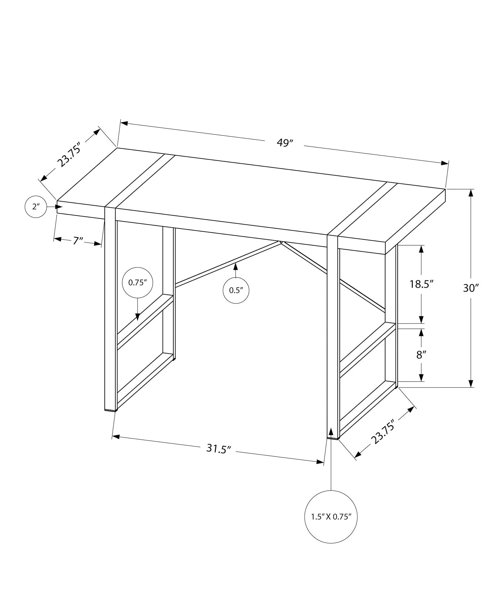 Computer Desk For Home Office, Laptop, Industrial Design - Image 12