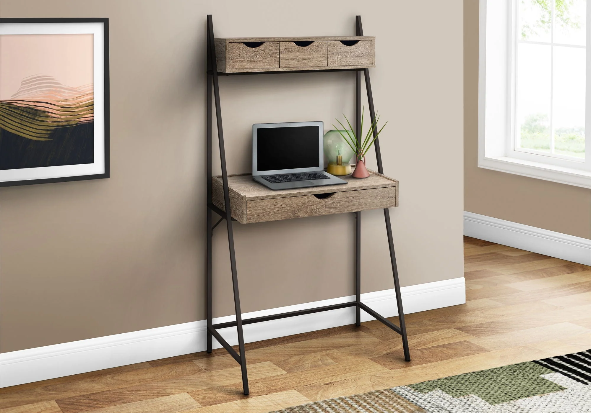 Computer Desk For Home Office, Laptop, Leaning, Storage Drawers, Contemporary & Modern - Image 11