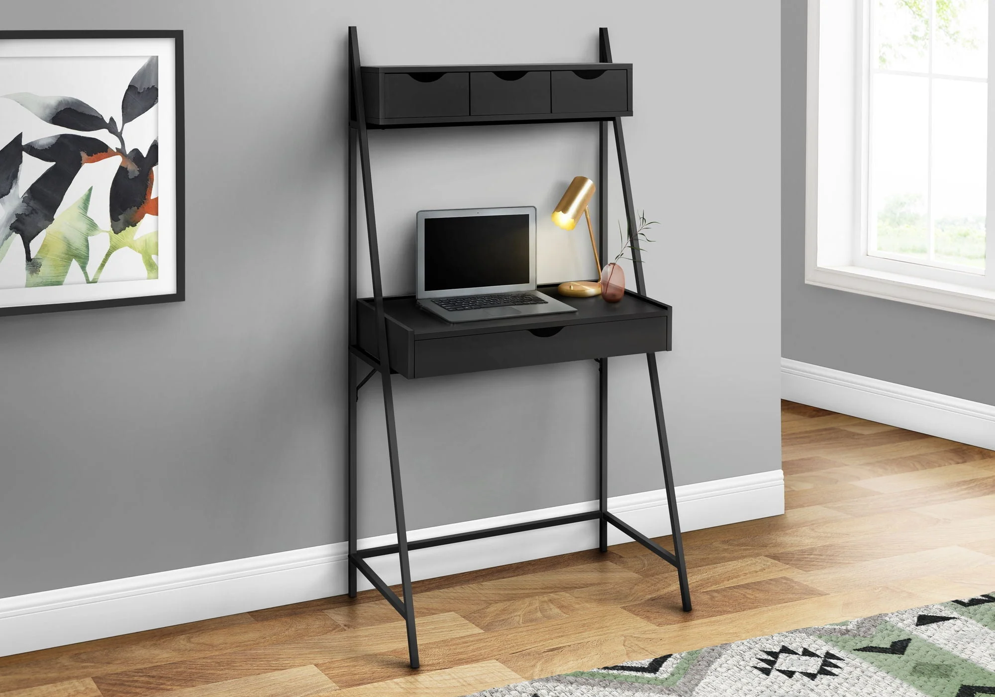 Computer Desk For Home Office, Laptop, Leaning, Storage Drawers, Contemporary & Modern - Image 9