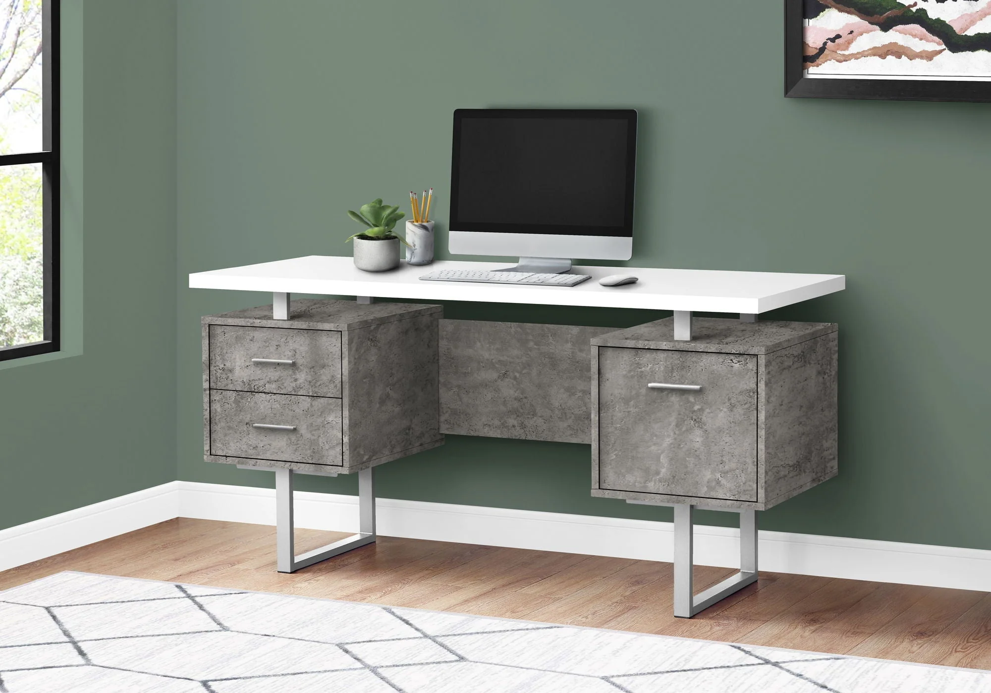 Computer Desk For Home Office, Laptop, Left, Right Set - Up, Storage Drawers, Contemporary & Modern - Image 24