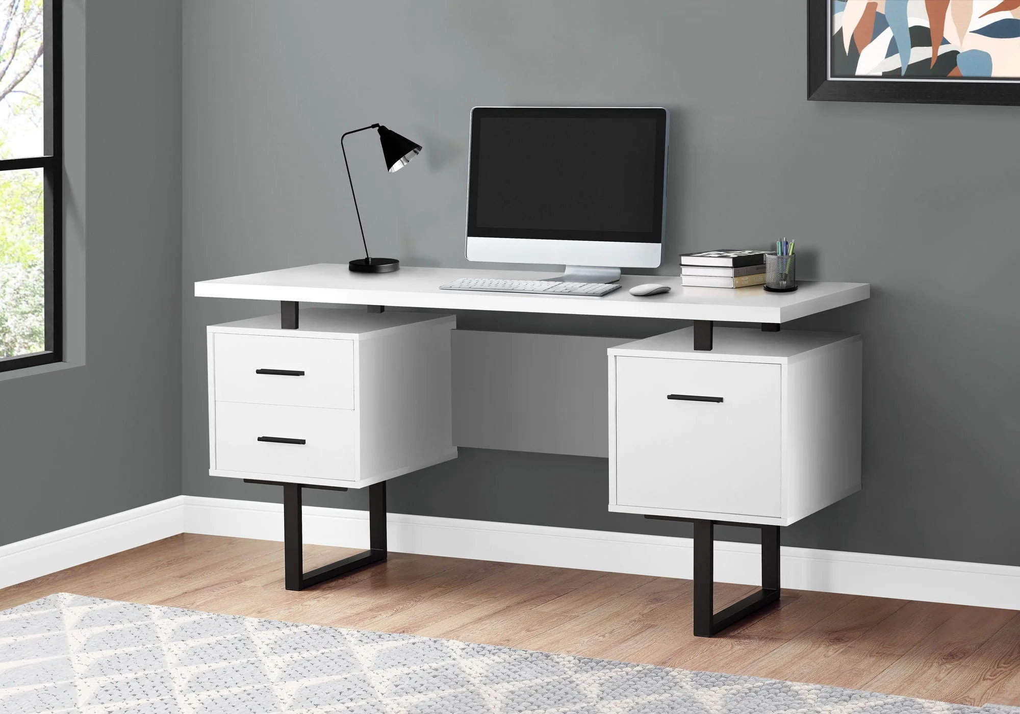 Computer Desk For Home Office, Laptop, Left, Right Set - Up, Storage Drawers, Contemporary & Modern - Image 26
