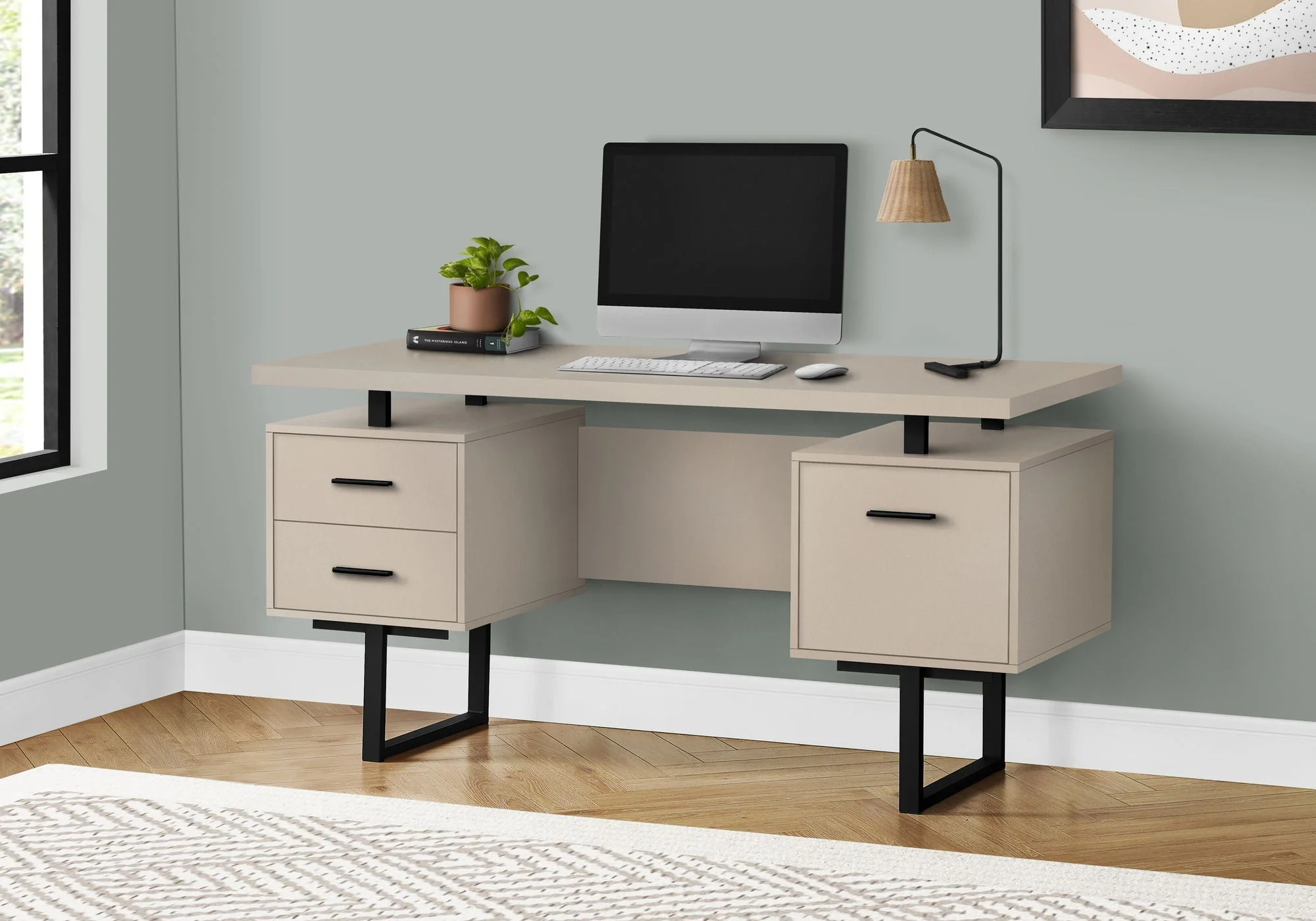 Computer Desk For Home Office, Laptop, Left, Right Set - Up, Storage Drawers, Contemporary & Modern - Image 4