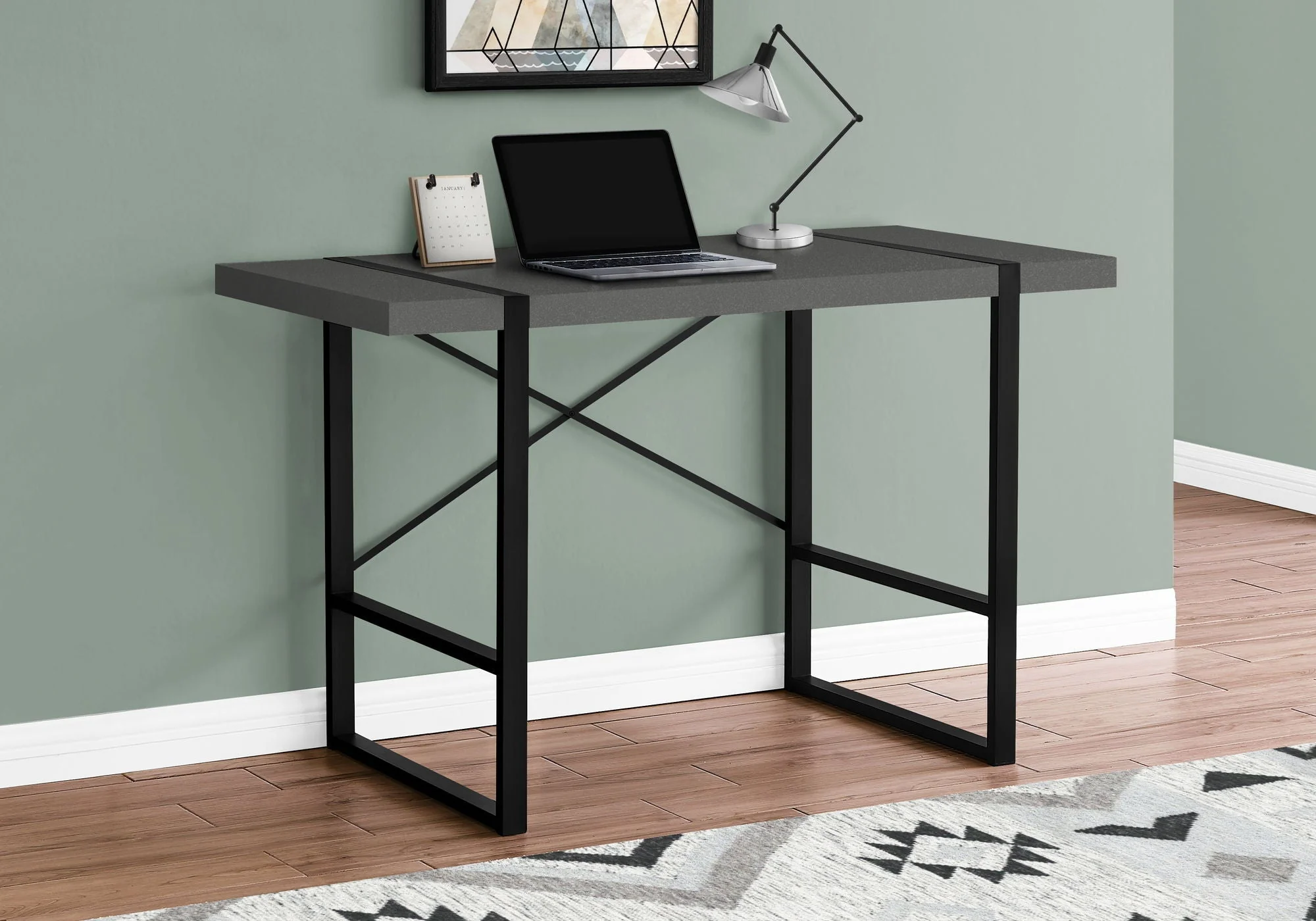 Computer Desk For Home Office, Laptop, Modern Convenient Design - Gray - Image 2