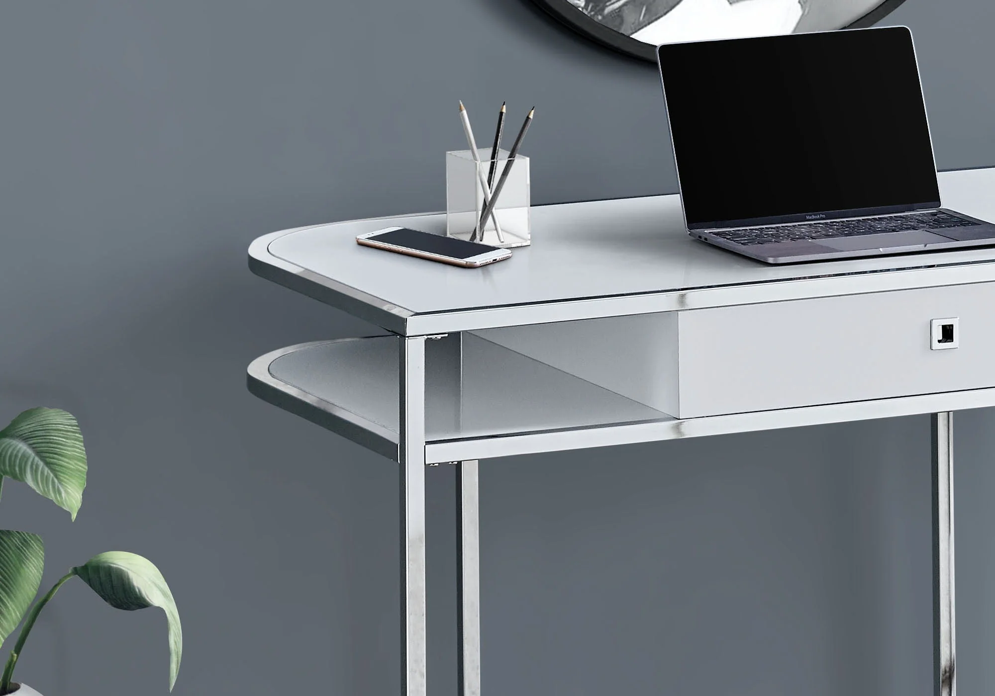 Computer Desk For Home Office, Laptop, Storage Drawers, Contemporary And Modern - White - Image 2