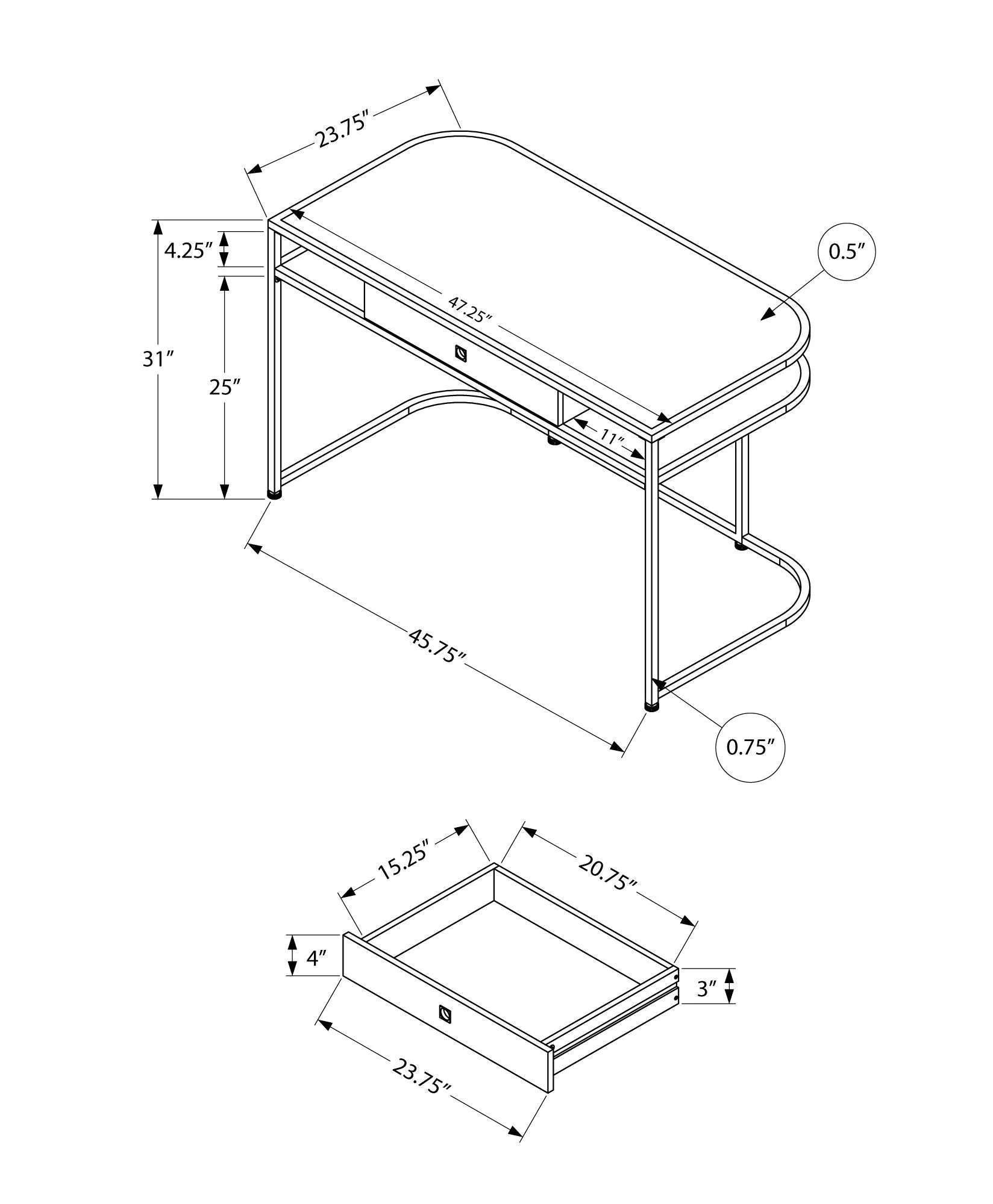 Computer Desk For Home Office, Laptop, Storage Drawers, Contemporary And Modern - White - Image 4