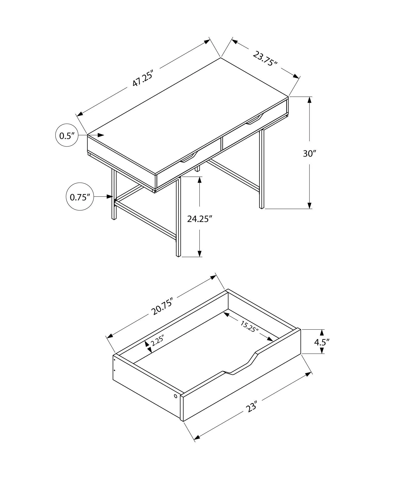 Computer Desk For Home Office, Laptop, Storage Drawers, Contemporary & Modern - Image 7
