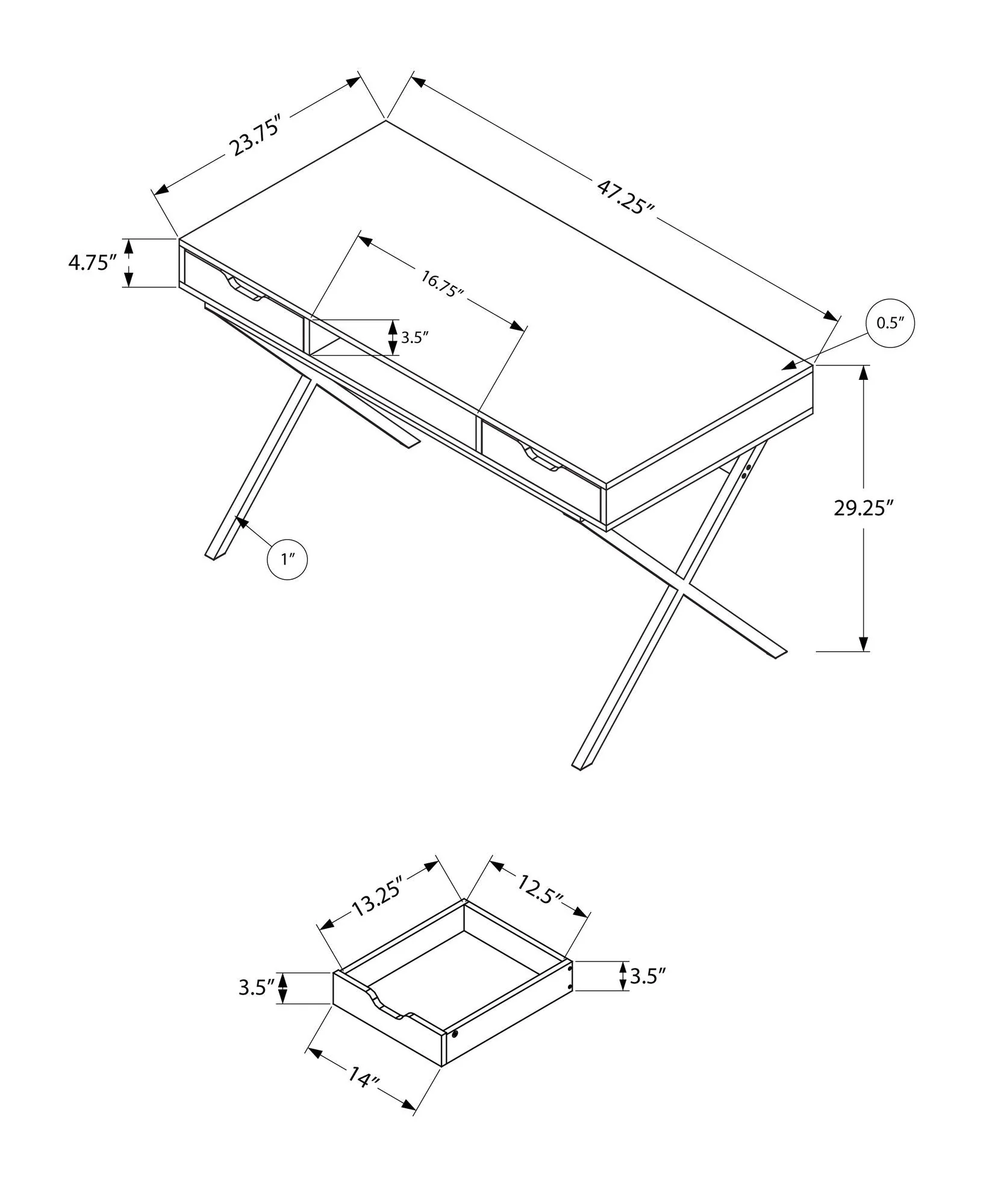 Computer Desk For Home Office, Laptop, Storage Drawers, Contemporary & Modern - Espresso - Image 2