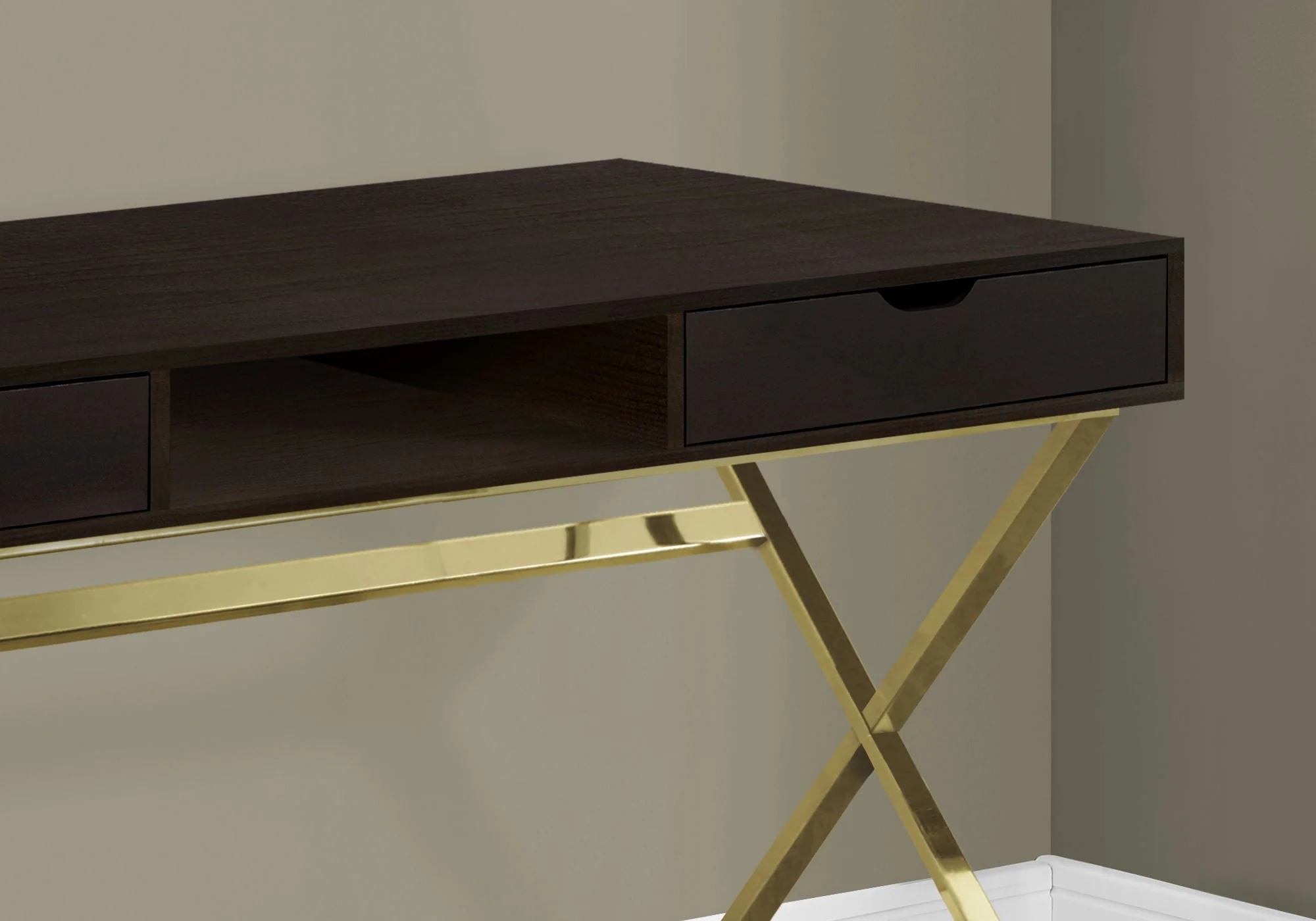 Computer Desk For Home Office, Laptop, Storage Drawers, Contemporary & Modern - Espresso - Image 3