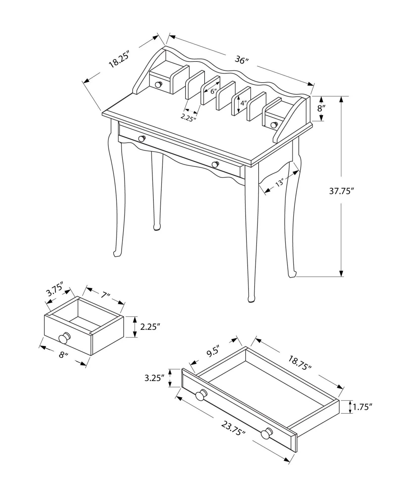 Computer Desk For Home Office, Laptop, Storage Drawers, Traditional - Image 3