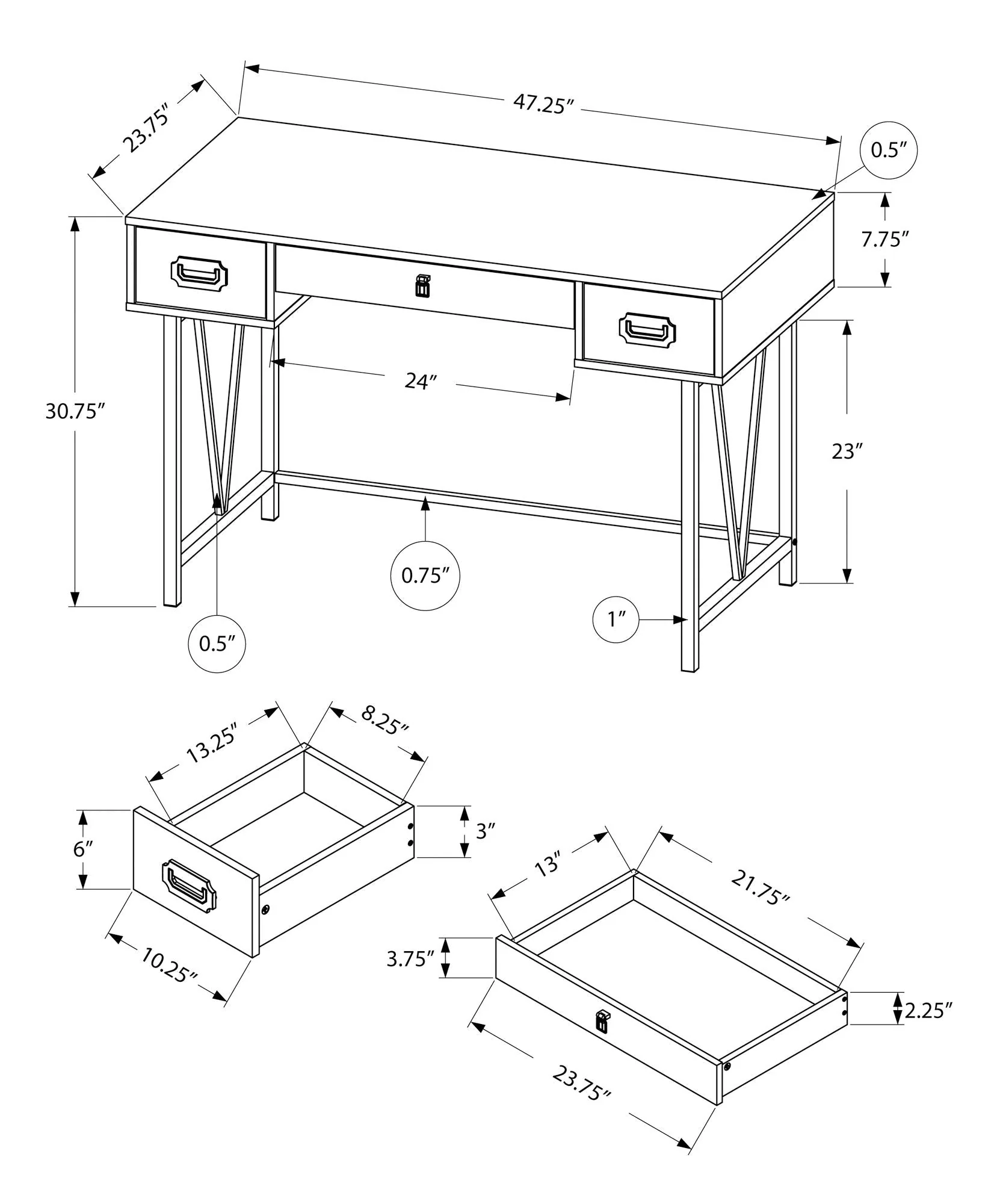 Computer Desk For Home Office, Laptop, Storage Drawers, Transitional - Image 4