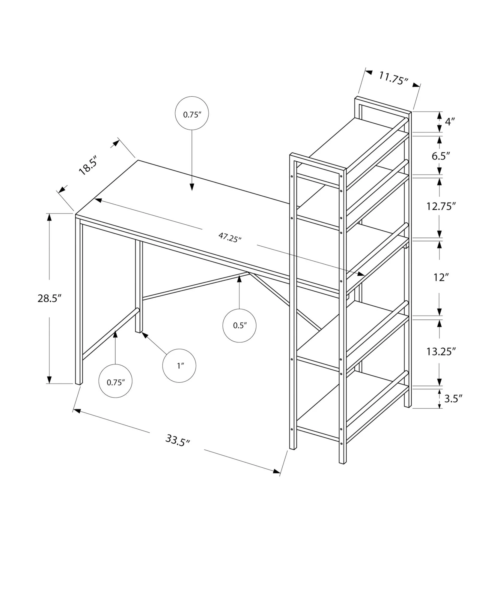 Computer Desk For Home Office, Laptop Storage Shelves - Image 7