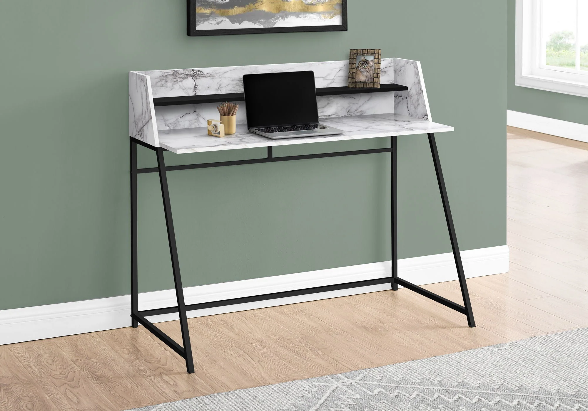 Computer Desk For Home Office Laptop, Storage Shelves, Contemporary & Modern - Image 5
