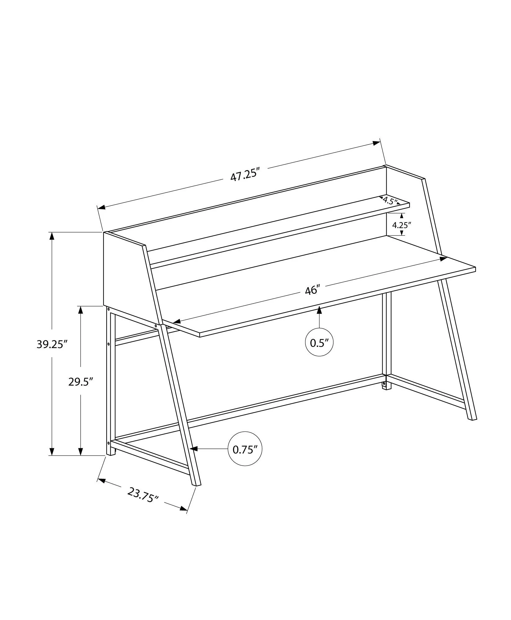 Computer Desk For Home Office Laptop, Storage Shelves, Contemporary & Modern - Image 6
