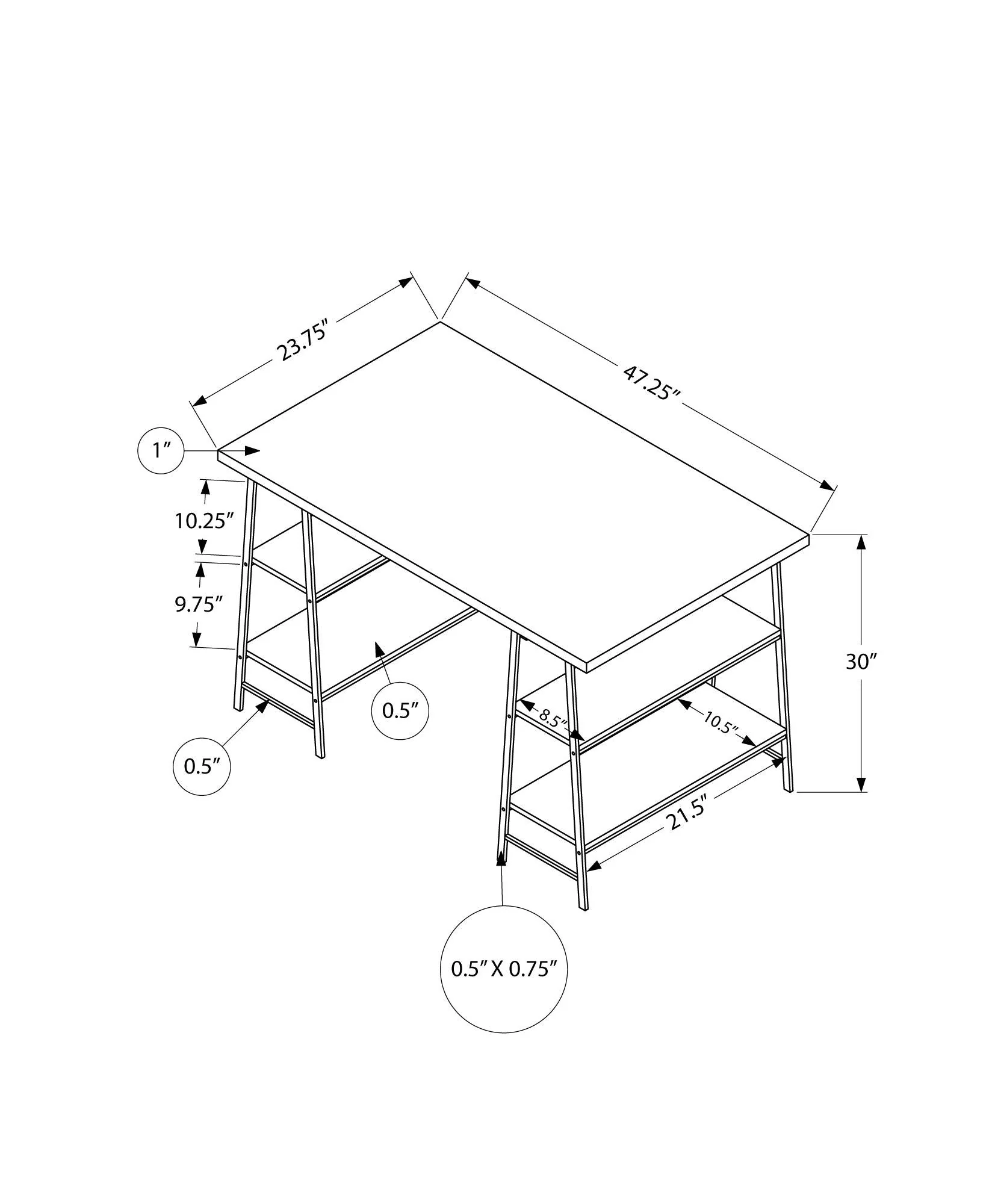 Computer Desk For Home Office, Laptop, Storage Shelves, Contemporary & Modern - Image 11