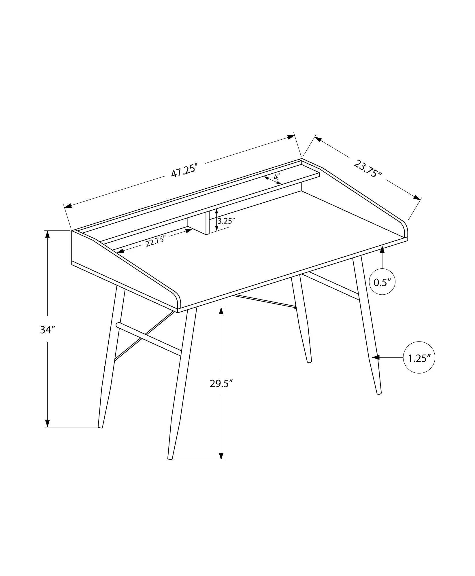 Computer Desk For Home Office, Laptop Storage Shelves, Contemporary & Modern - Image 5