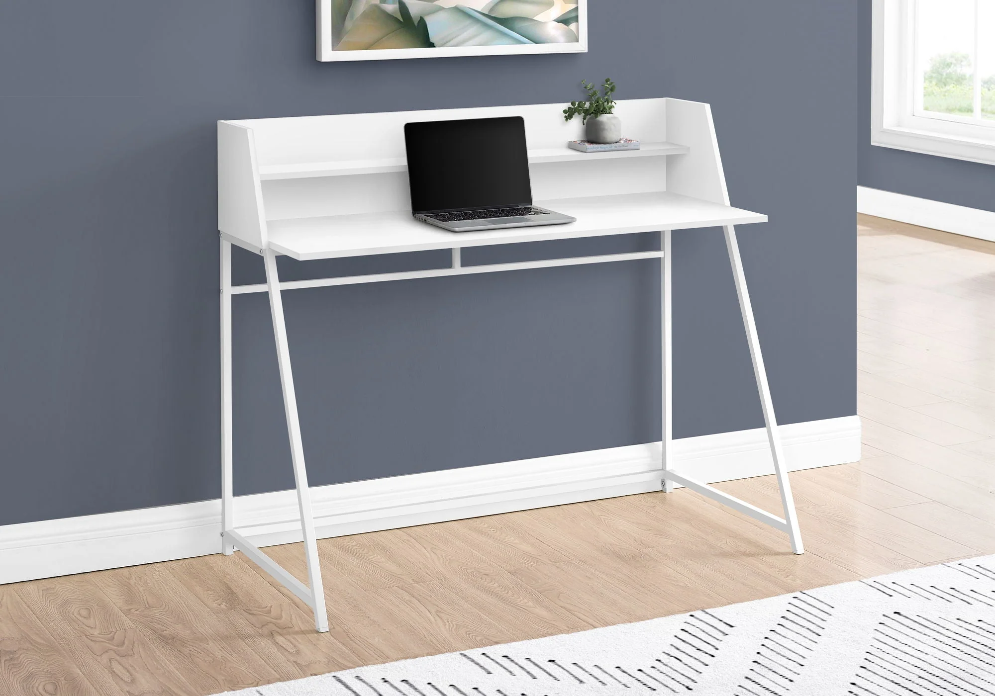 Computer Desk For Home Office, Laptop, Storage Shelves, Marble Look Contemporary & Modern - Image 11