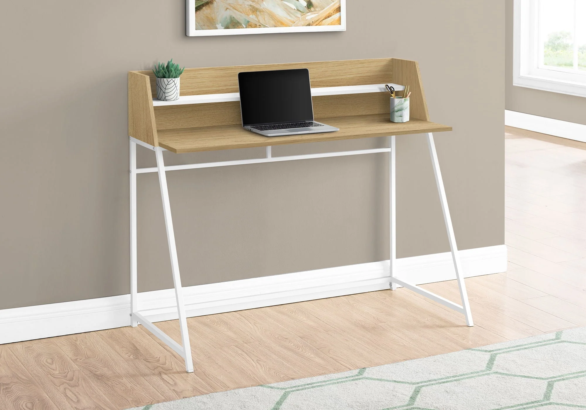 Computer Desk For Home Office, Laptop, Storage Shelves, Marble Look Contemporary & Modern - Image 13