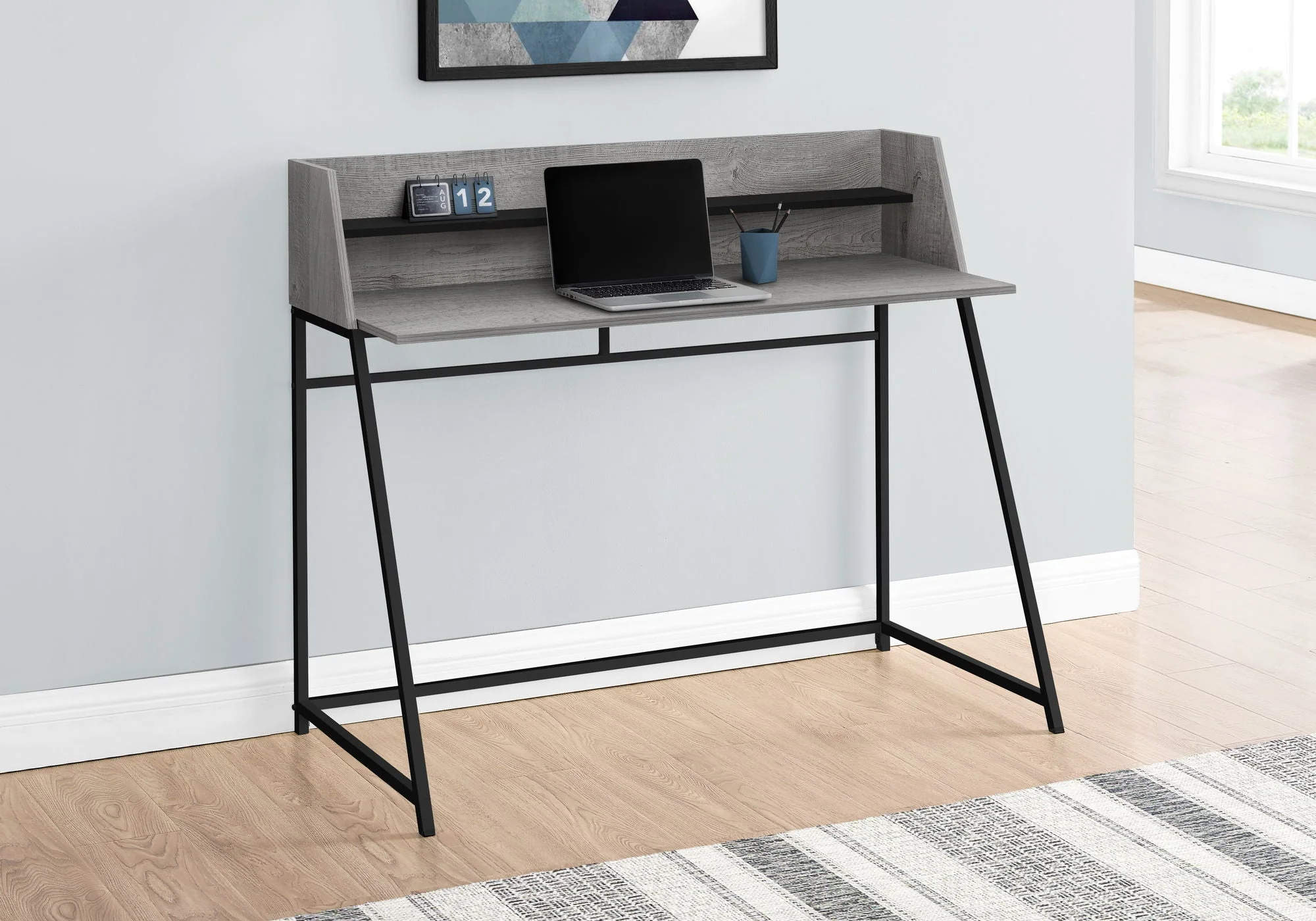 Computer Desk For Home Office, Laptop, Storage Shelves, Marble Look Contemporary & Modern - Image 18