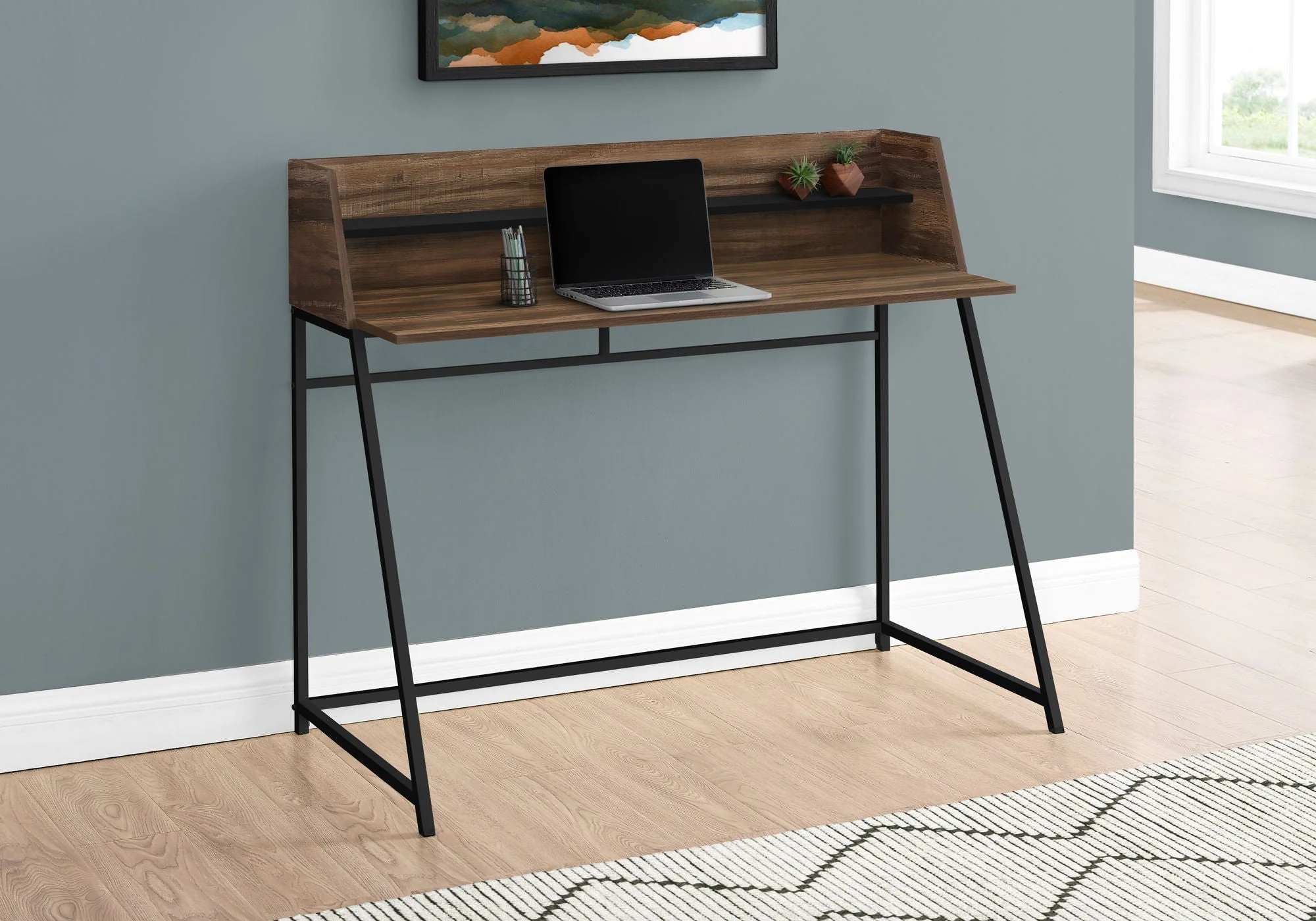 Computer Desk For Home Office, Laptop, Storage Shelves, Marble Look Contemporary & Modern - Image 19