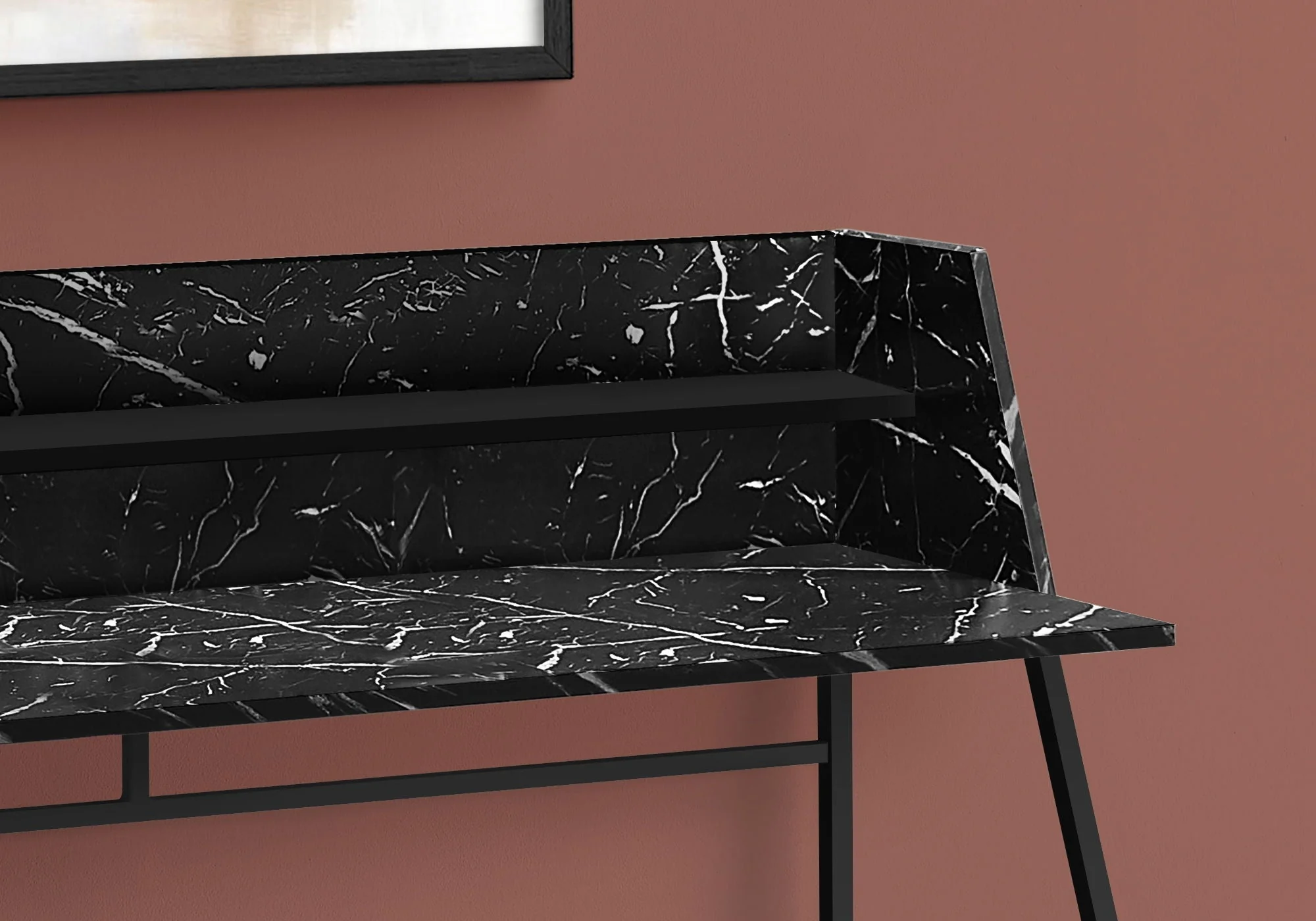 Computer Desk For Home Office, Laptop, Storage Shelves, Marble Look Contemporary & Modern - Image 23