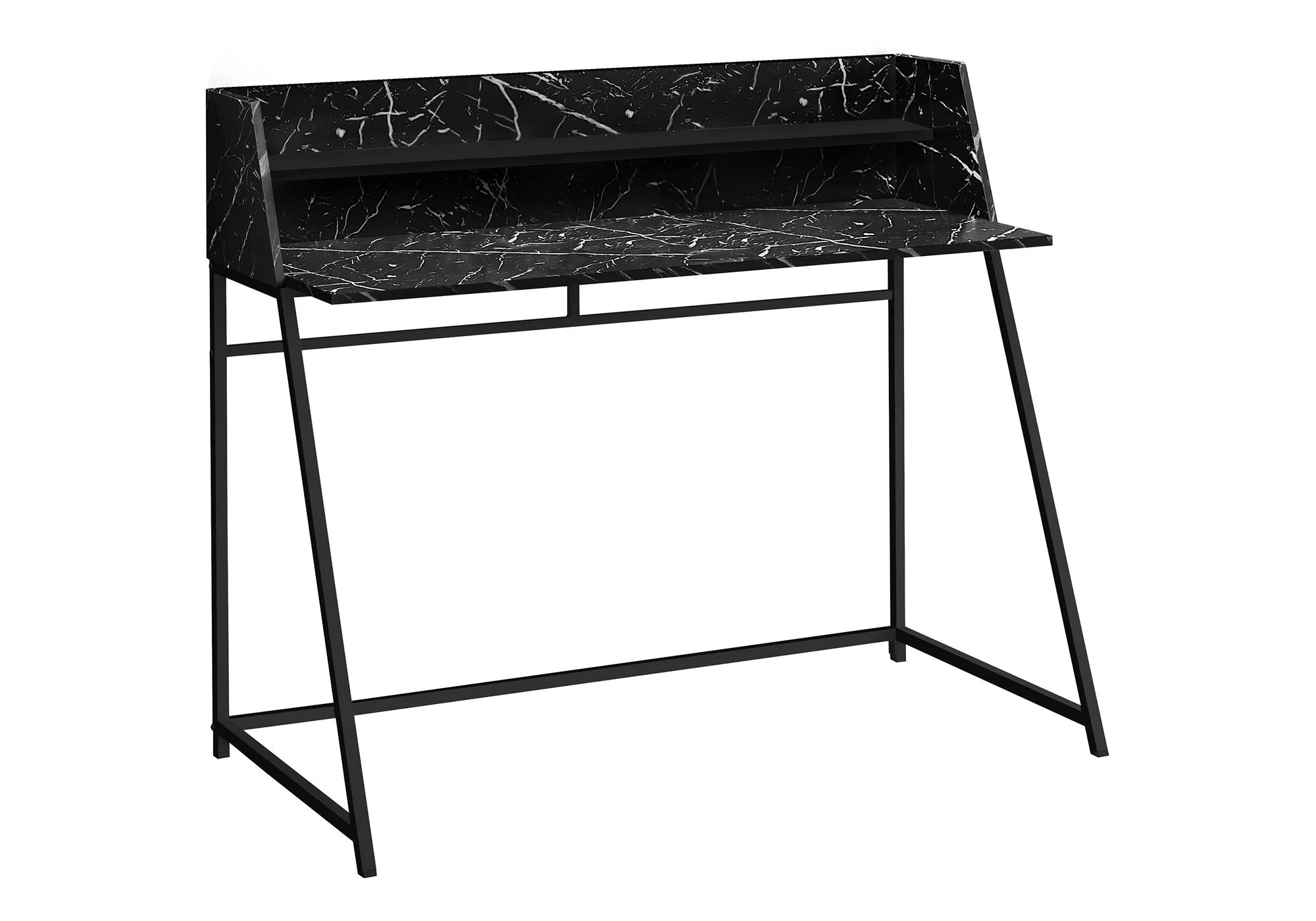Computer Desk For Home Office, Laptop, Storage Shelves, Marble Look Contemporary & Modern - Image 3