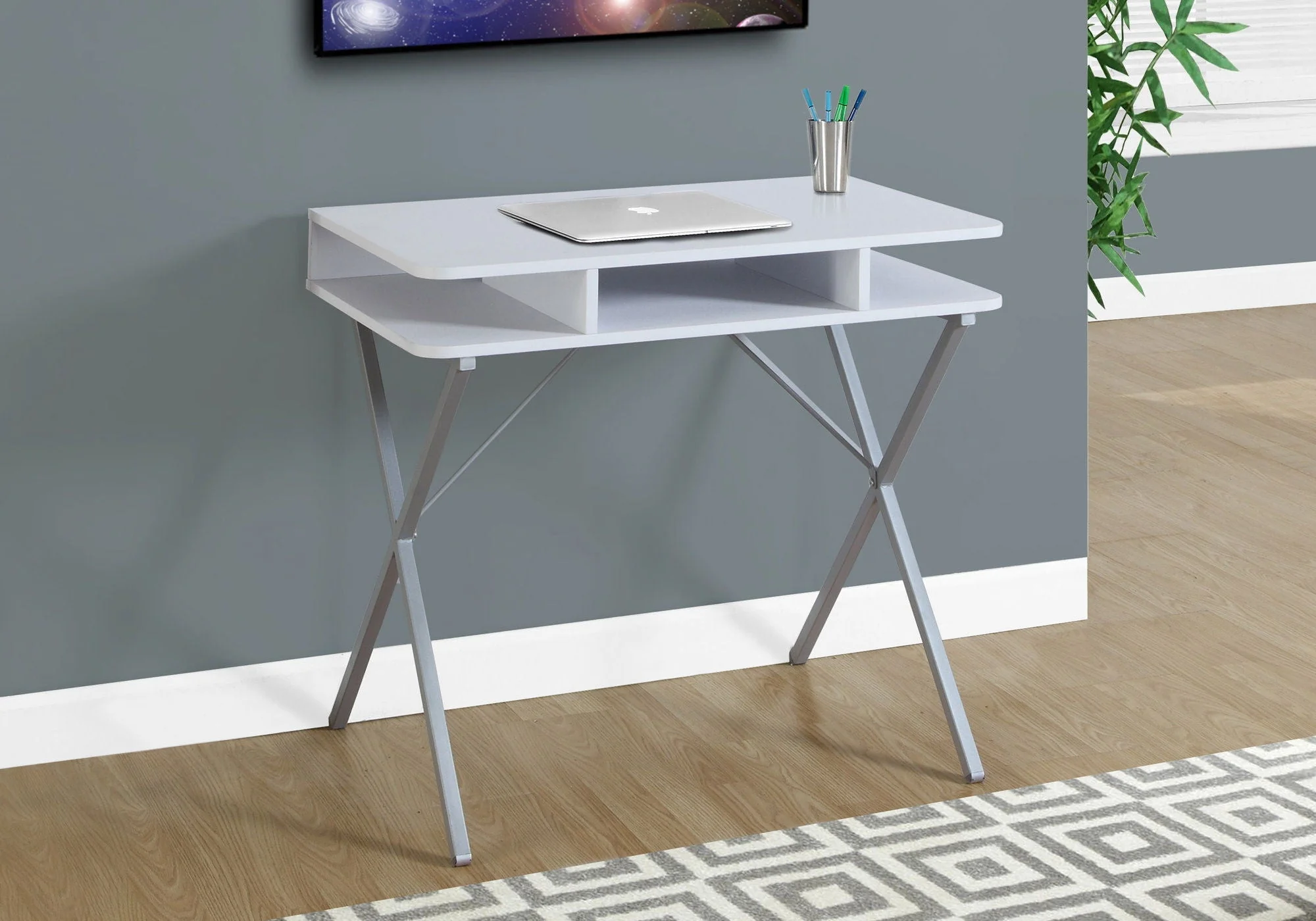 Computer Desk For Home Office, Laptop, Storage Shelves, Modern Convenient Design - White - Image 3