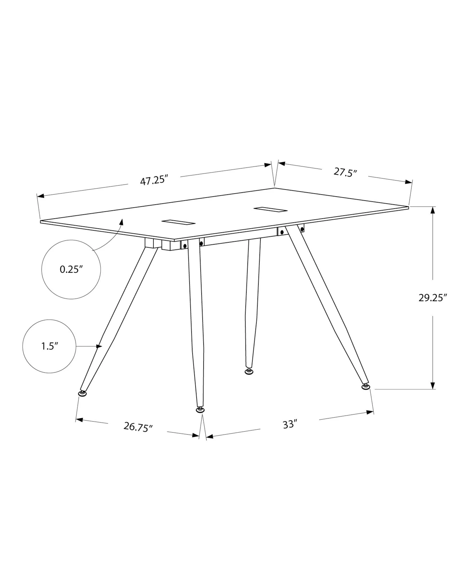 Computer Desk For Home Office, Laptop, Tempered Glass, Contemporary & Modern - White - Image 2