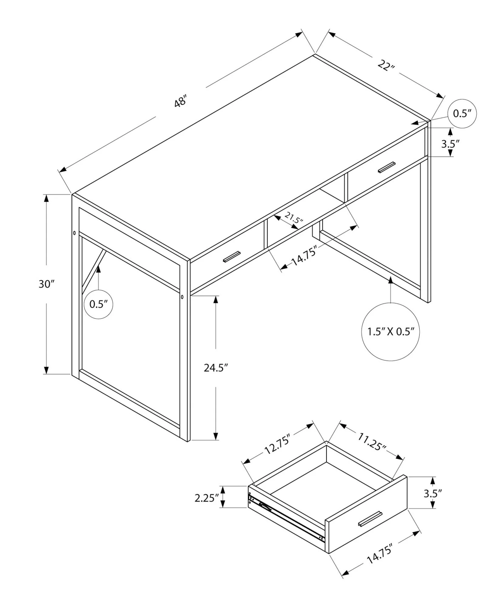 Computer Desk For Home Office Laptop with Storage Drawers - Image 8