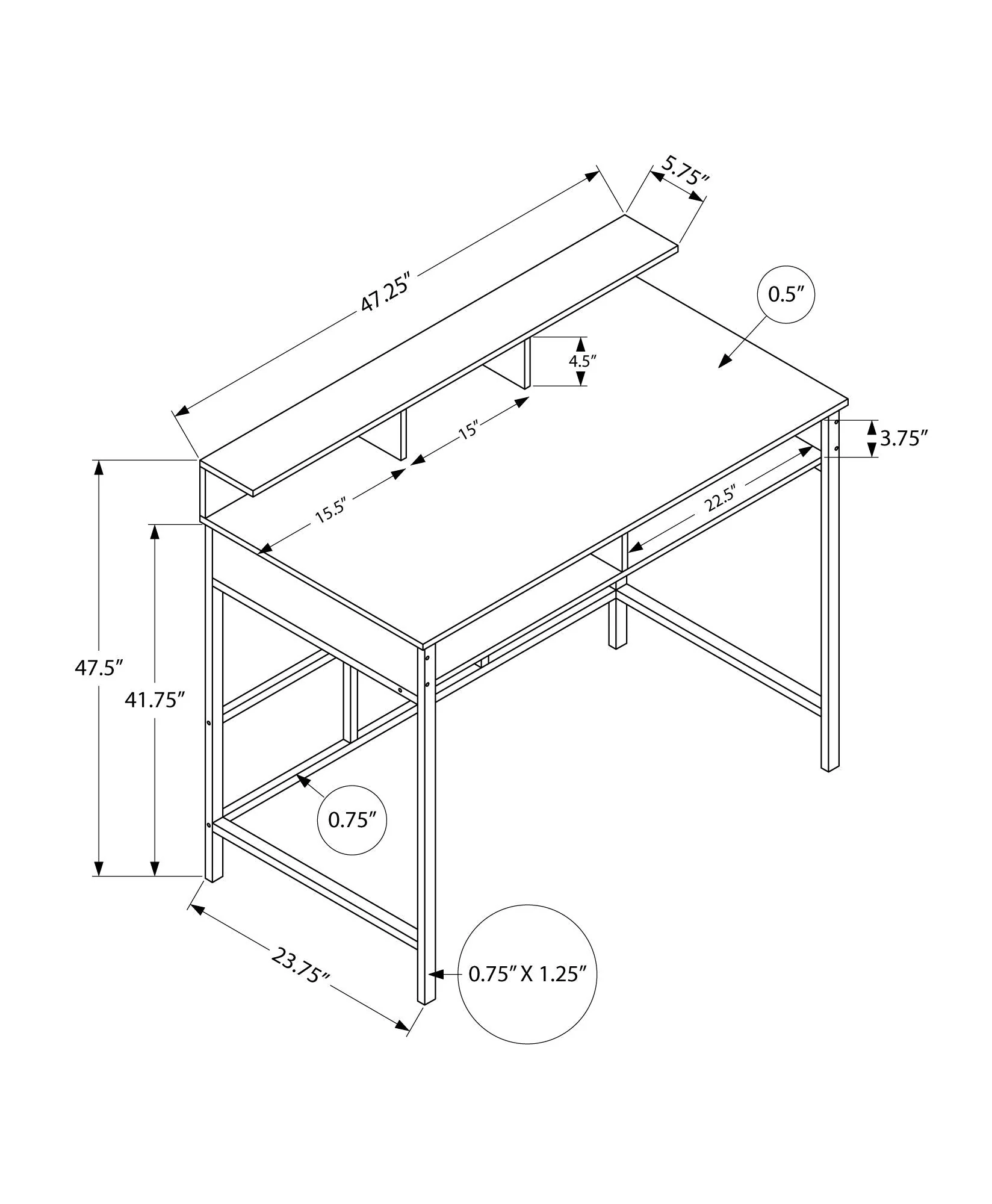Computer Desk For Home Office, Standing, Storage Shelves, Laptop, Contemporary & Modern - Image 11