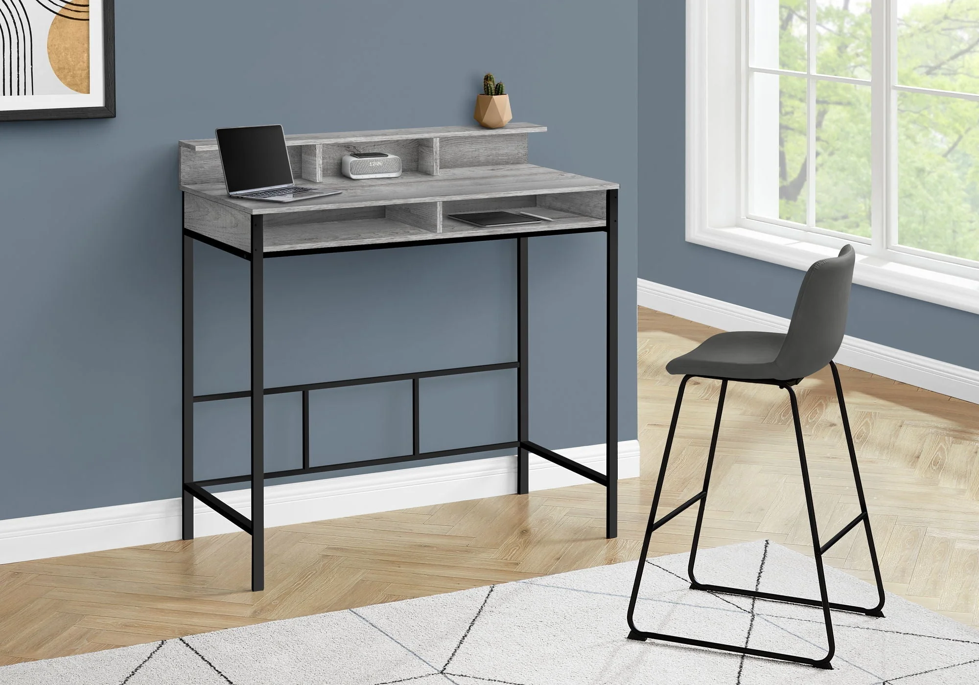 Computer Desk For Home Office, Standing, Storage Shelves, Laptop, Contemporary & Modern - Image 3