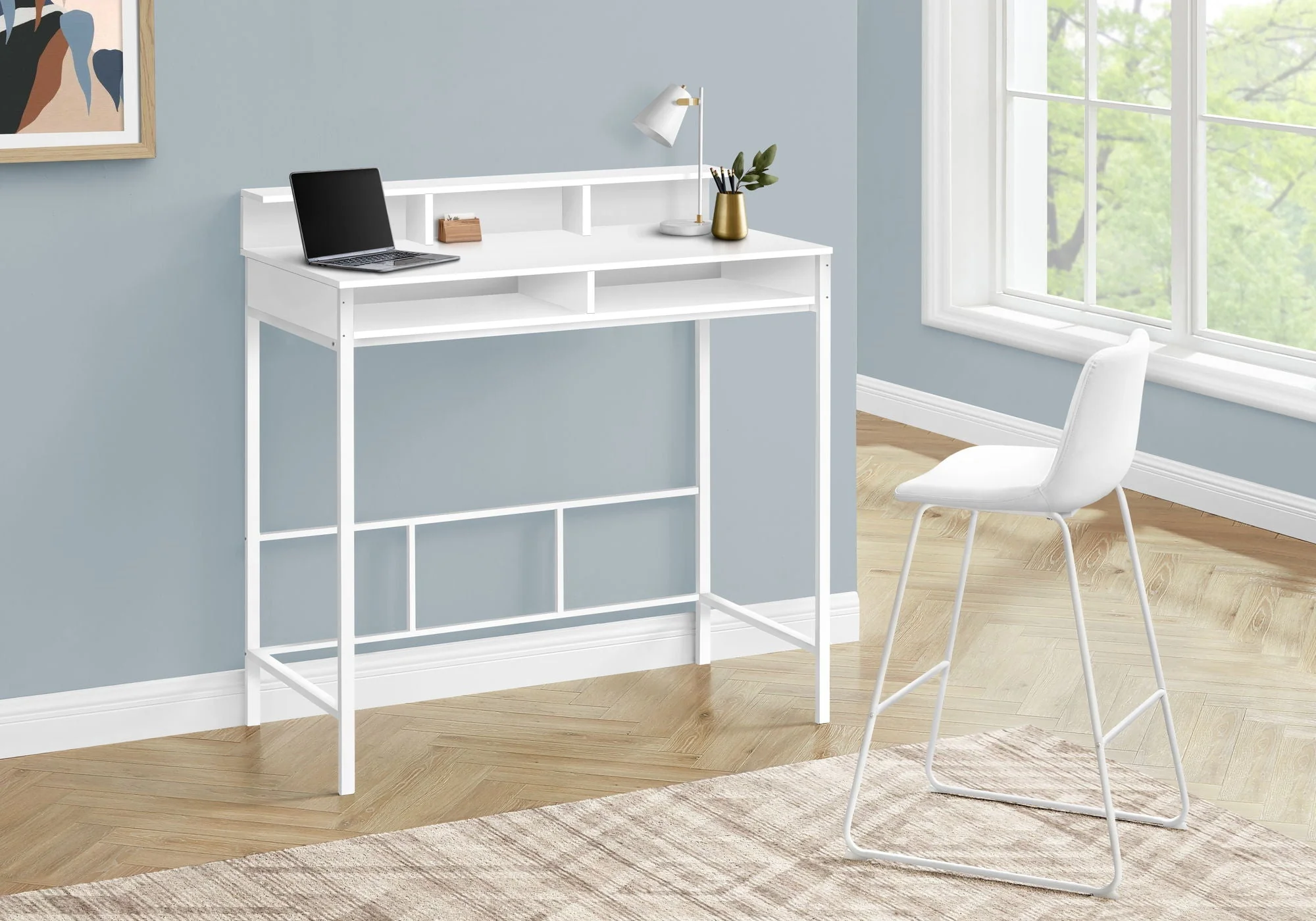 Computer Desk For Home Office, Standing, Storage Shelves, Laptop, Contemporary & Modern - Image 4