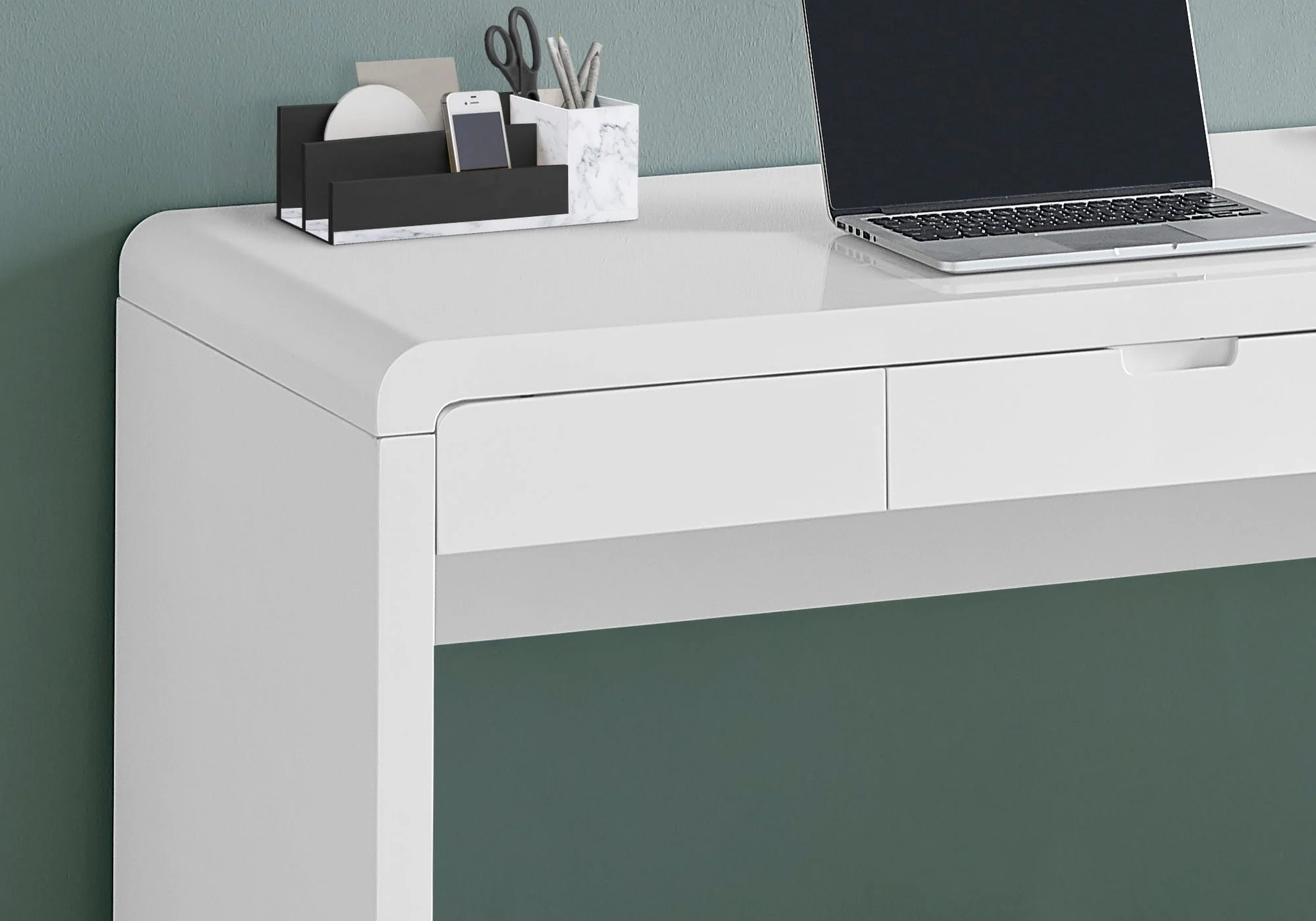 Computer Desk For Home Office, Storage Drawers, Contemporary & Modern - White - Image 3