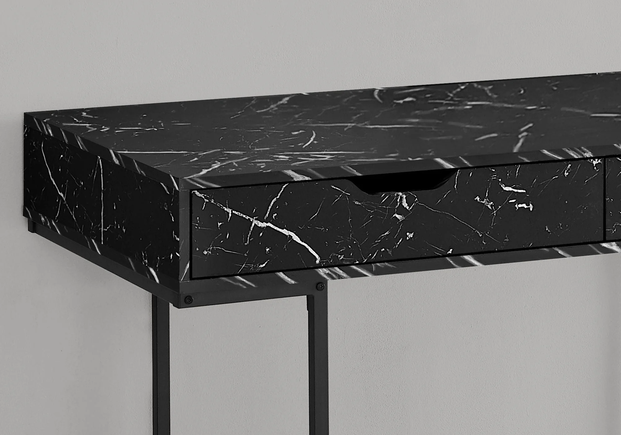 Computer Desk For Home Office, Storage Drawers, Marble Look Contemporary & Modern - Image 4