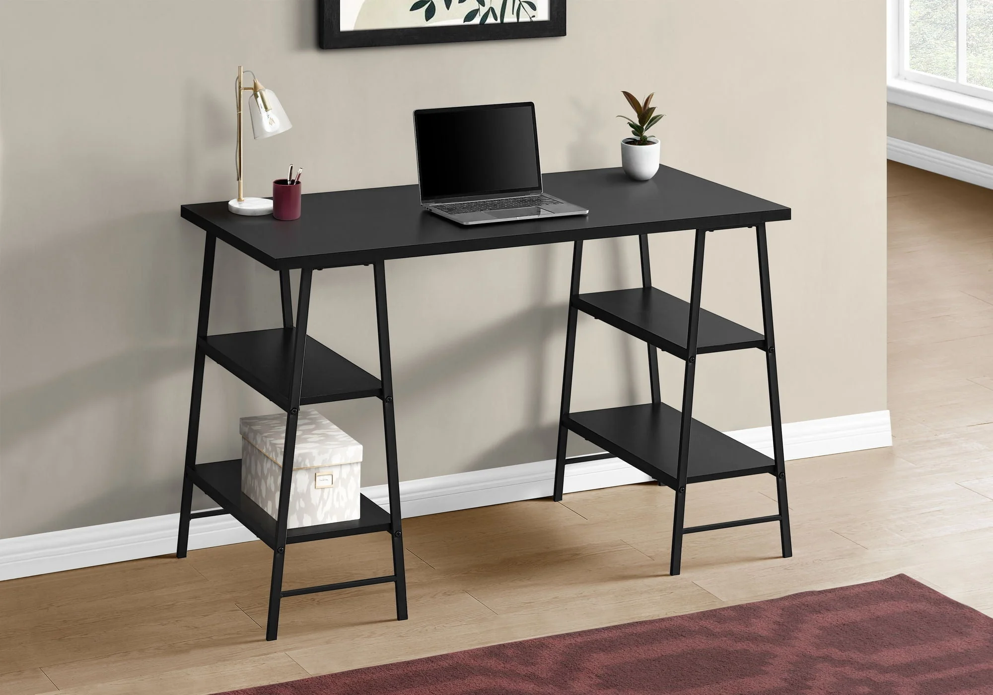 Computer Desk For Home Office, Storage Shelves, Industrial Design - Image 7