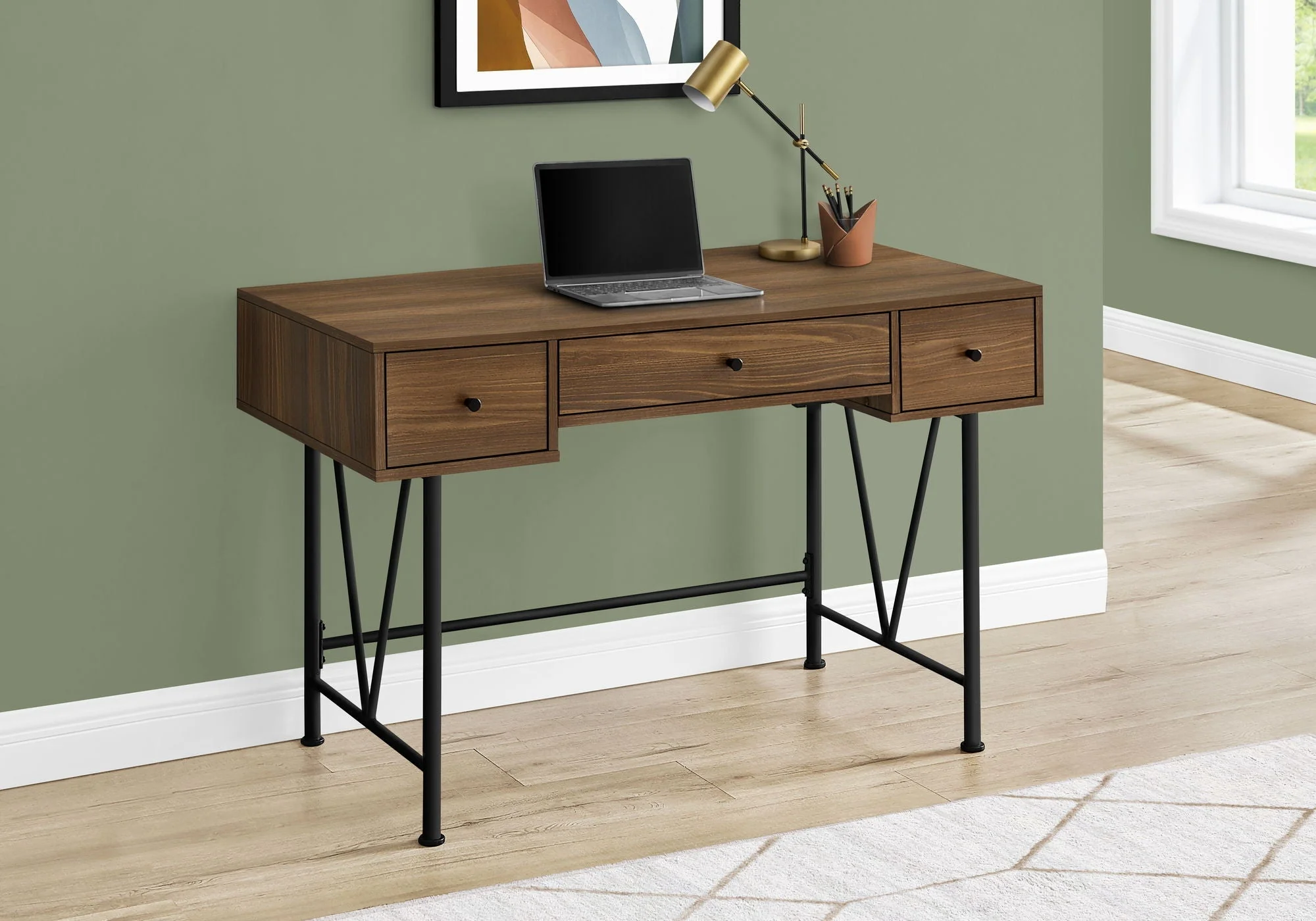 Computer Desk For Home Office, Stylish Design, Storage Drawers, Transitional - Image 12